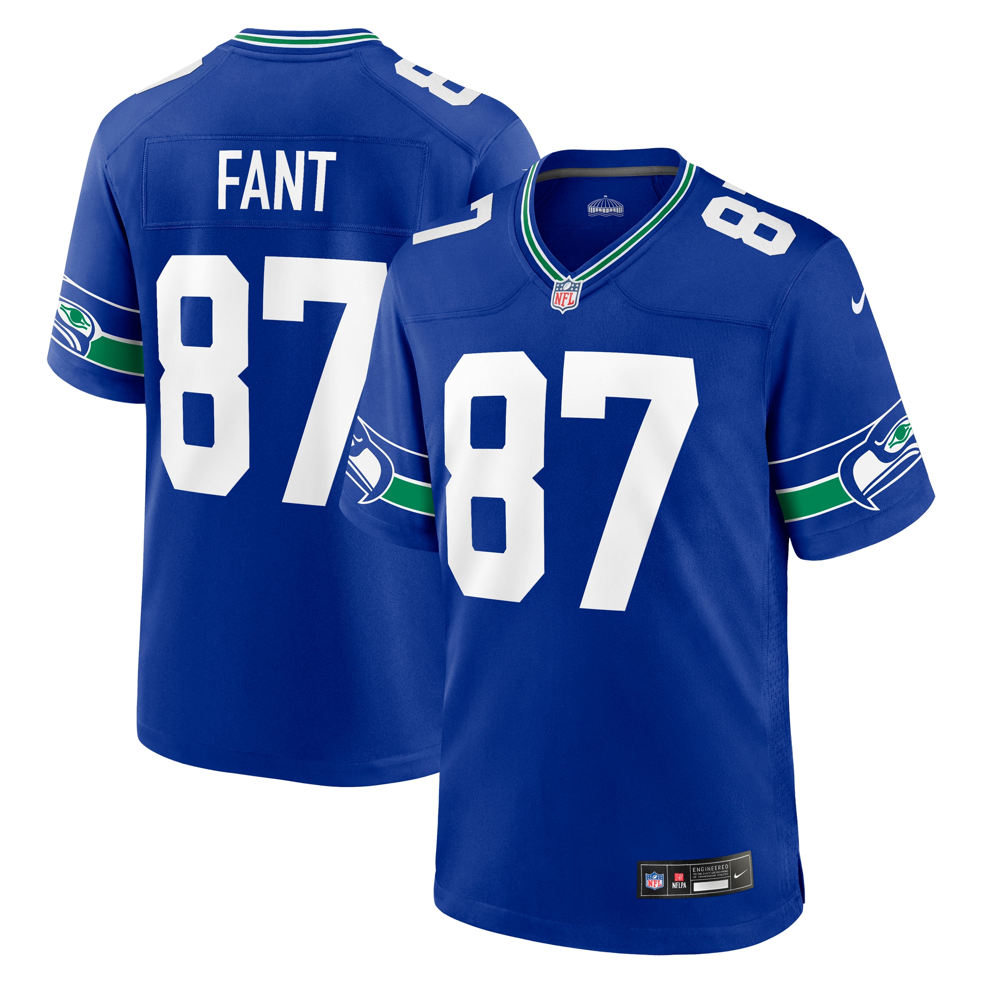 Men's Seattle Seahawks Noah Fant Royal Throwback Player Game Jersey JS9153 nicesnker