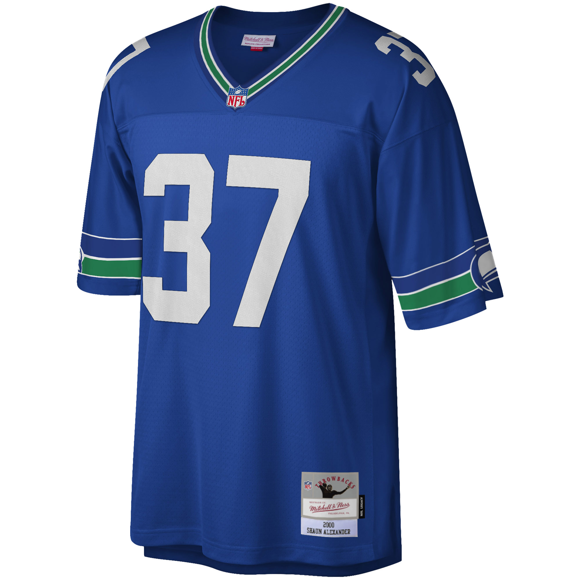 Alternative view of Men's Seattle Seahawks Shaun Alexander Mitchell & Ness Royal Legacy Jersey JS7476 nicesnker