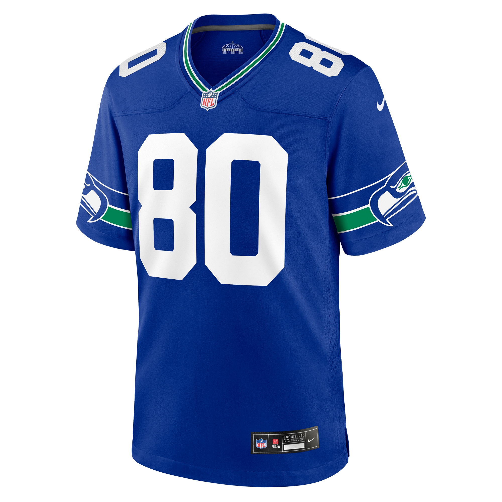 Alternative view of Men's Seattle Seahawks Steve Largent Royal Throwback Retired Player Game Jersey JS9117 nicesnker