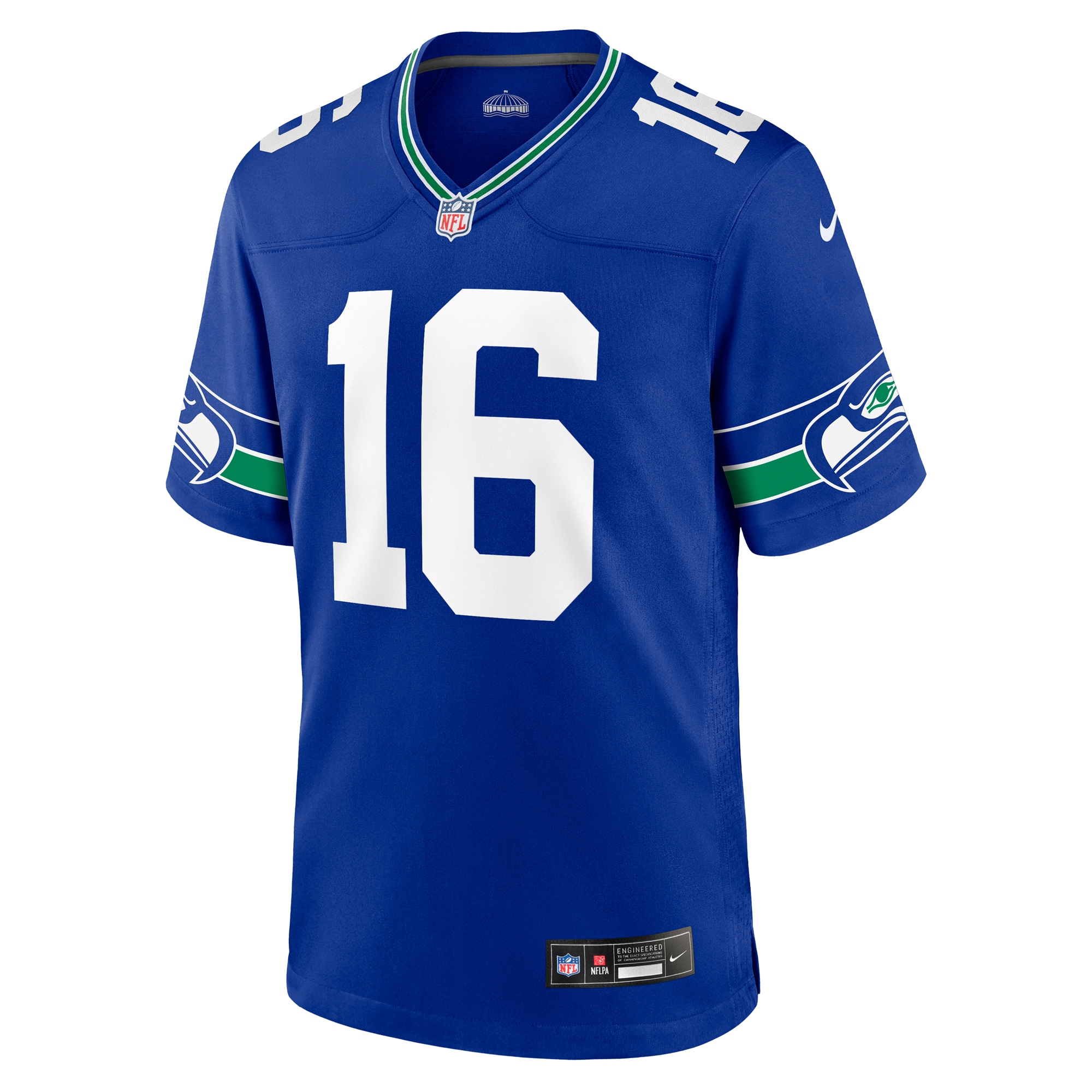 Alternative view of Men's Seattle Seahawks Tyler Lockett Royal Throwback Player Game Jersey JS2696 nicesnker