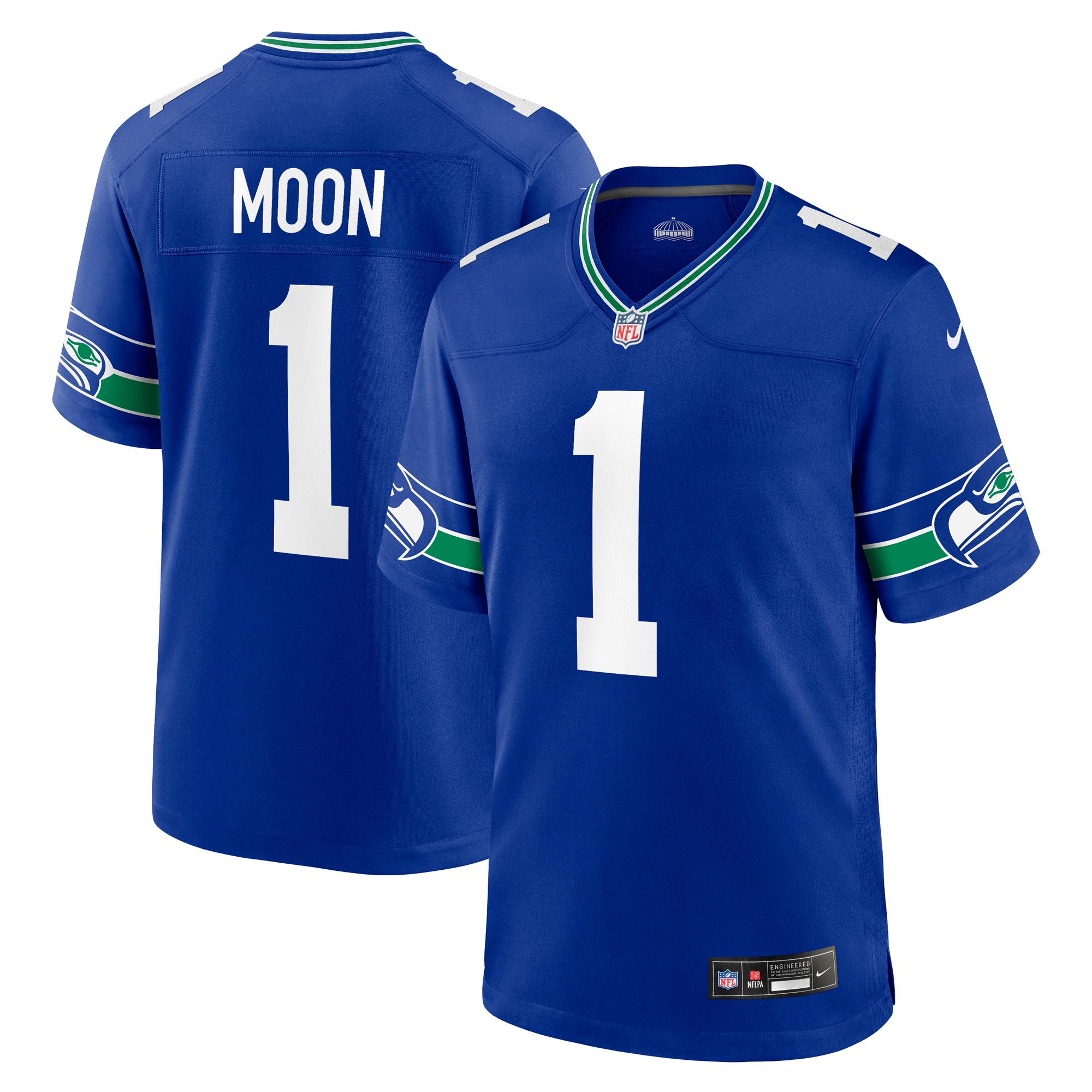 Men's Seattle Seahawks Warren Moon Royal Throwback Retired Player Game Jersey JS6496 nicesnker