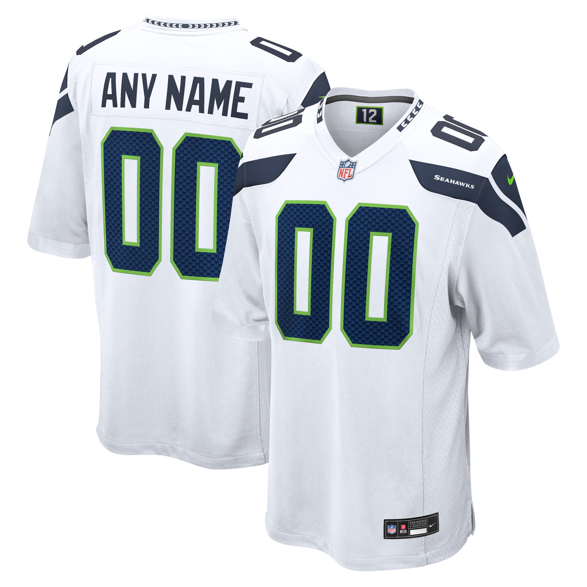 Men's Seattle Seahawks White Custom Game Jersey JS2506 nicesnker