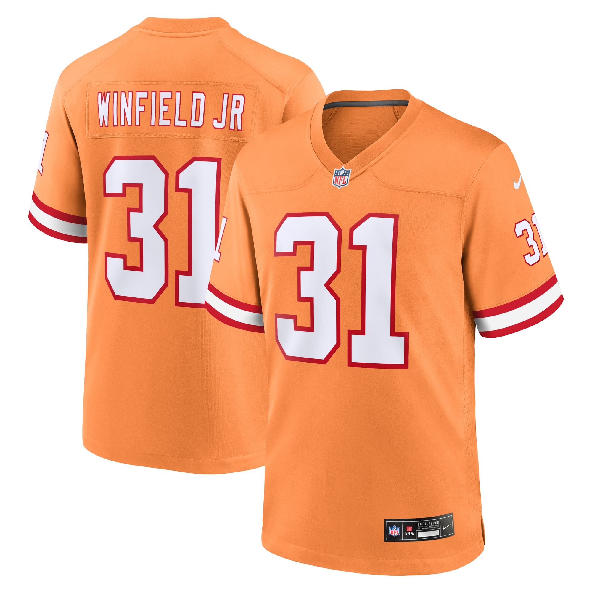 Men's Tampa Bay Buccaneers Antoine Winfield Jr. Orange Throwback Game Jersey JS9504 nicesnker