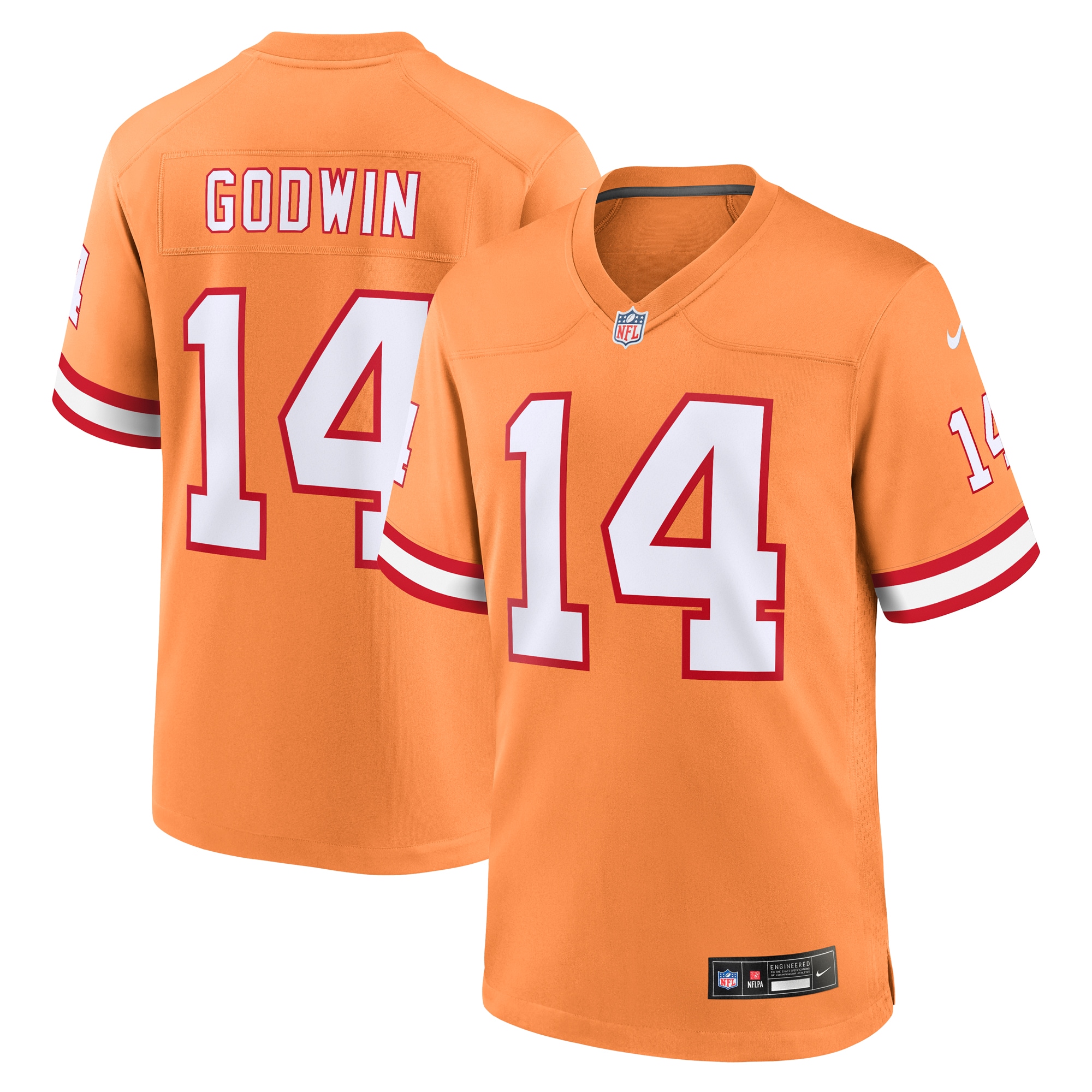 Men's Tampa Bay Buccaneers Chris Godwin Orange Throwback Game Jersey JS7353 nicesnker