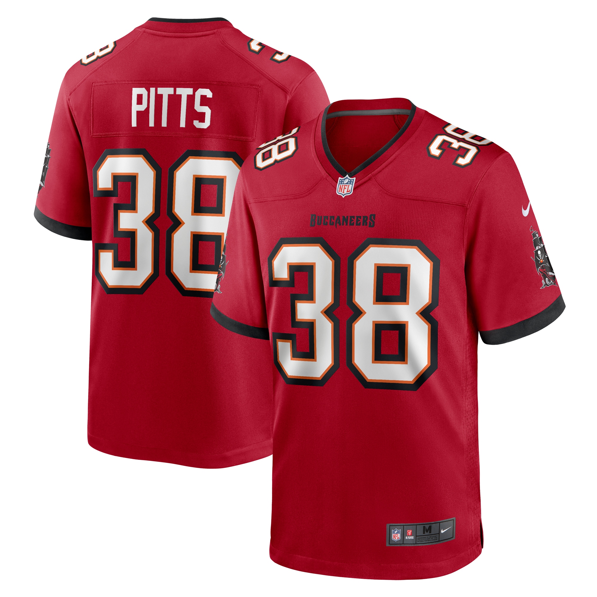 Men's Tampa Bay Buccaneers Derrek Pitts Red Game Jersey JS3526 nicesnker
