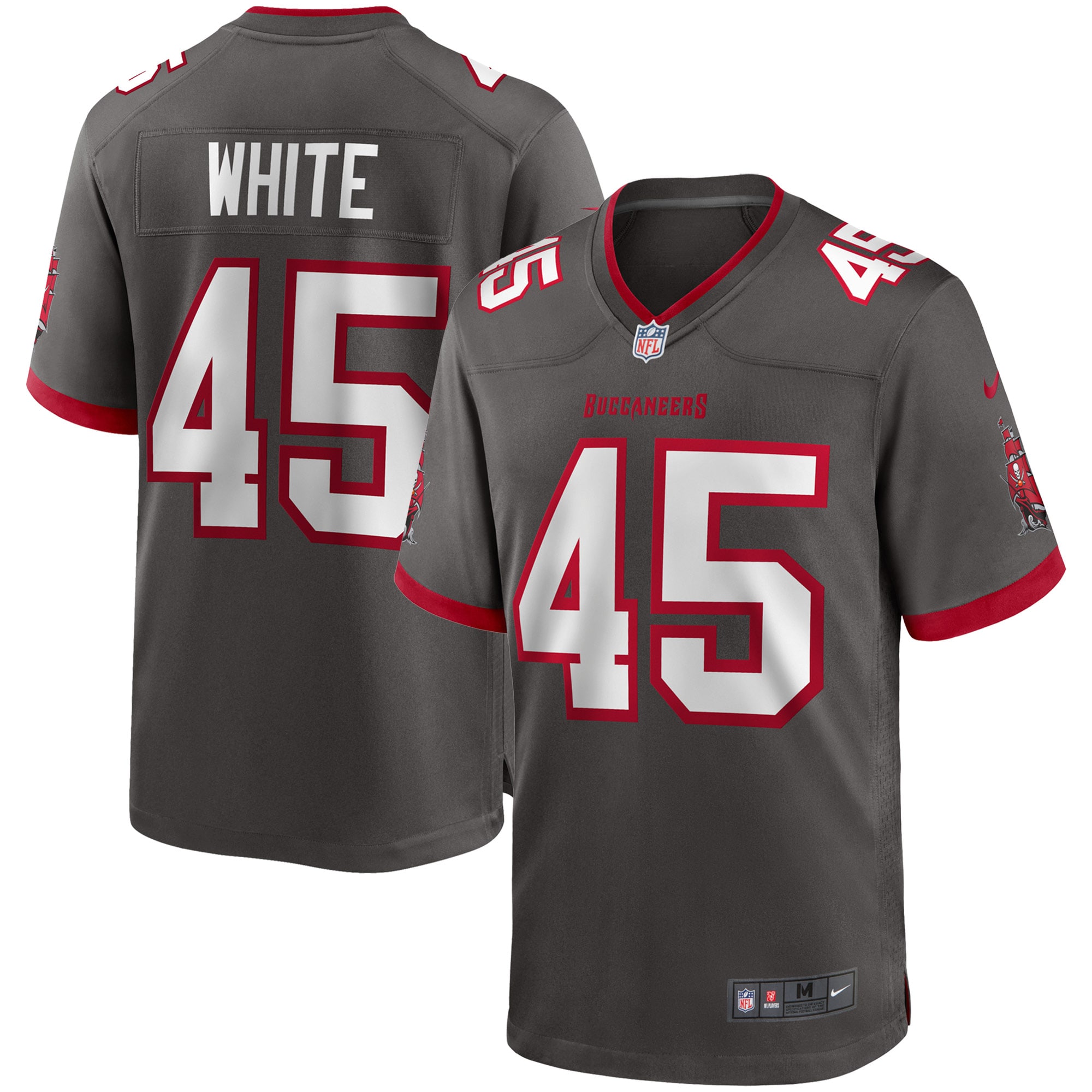 Men's Tampa Bay Buccaneers Devin White Pewter Game Jersey JS5263 nicesnker