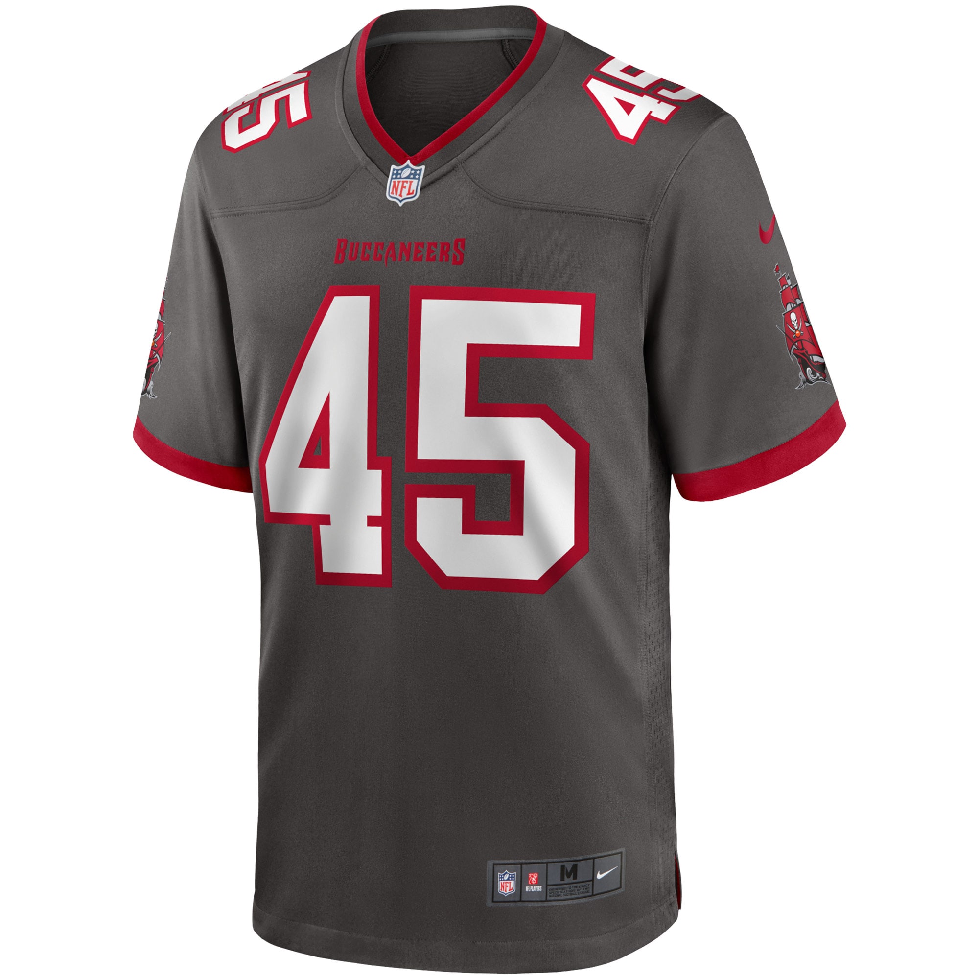 Alternative view of Men's Tampa Bay Buccaneers Devin White Pewter Game Jersey JS5263 nicesnker