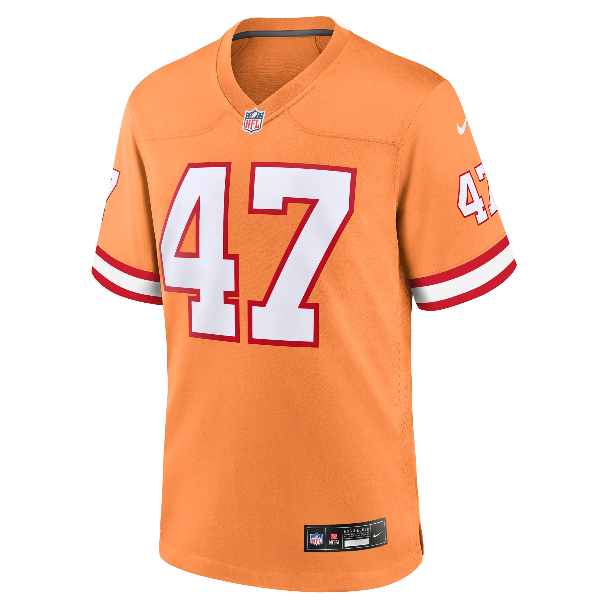 Alternative view of Men's Tampa Bay Buccaneers John Lynch Orange Throwback Game Jersey JS4680 nicesnker