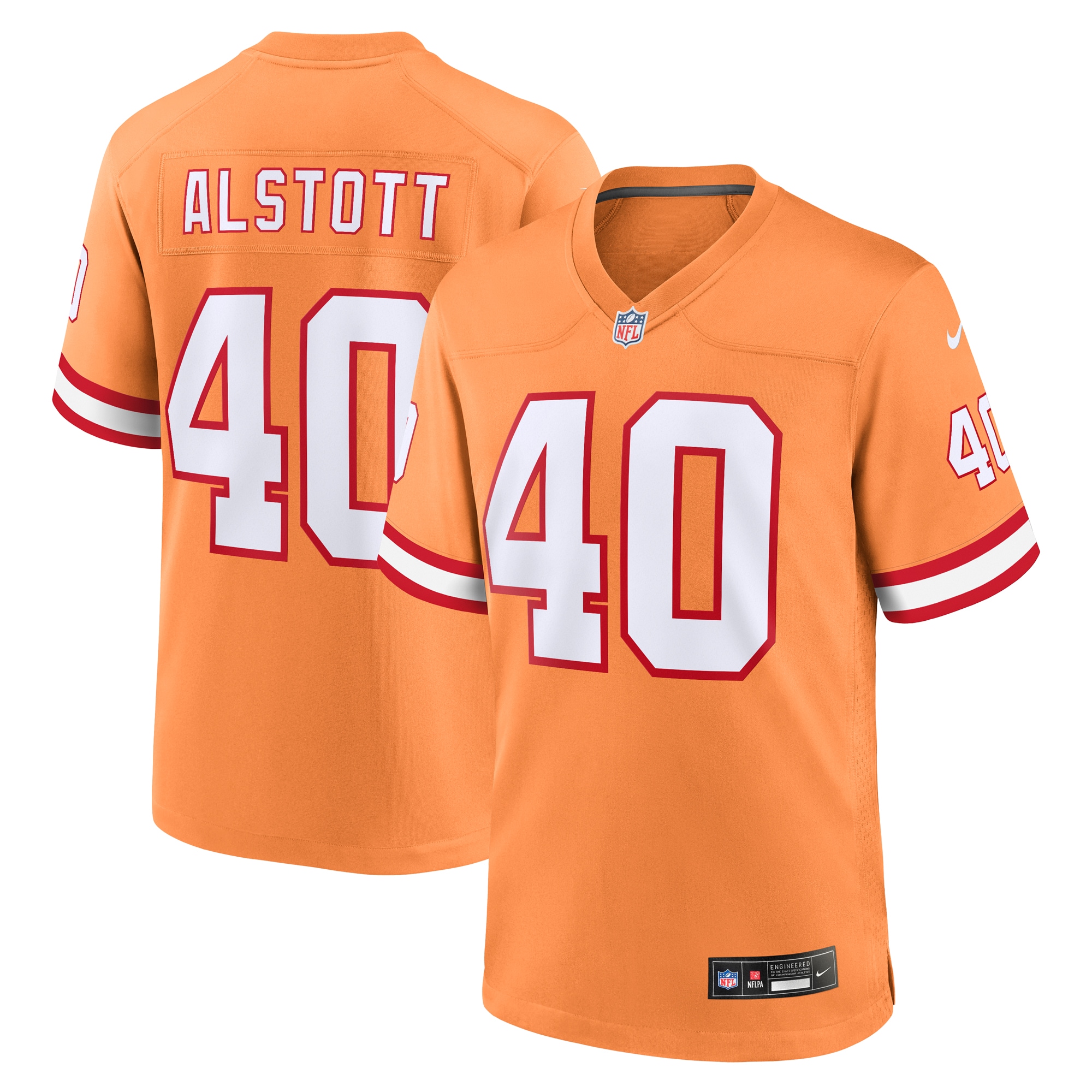 Men's Tampa Bay Buccaneers Mike Alstott Orange Throwback Game Jersey JS7819 nicesnker