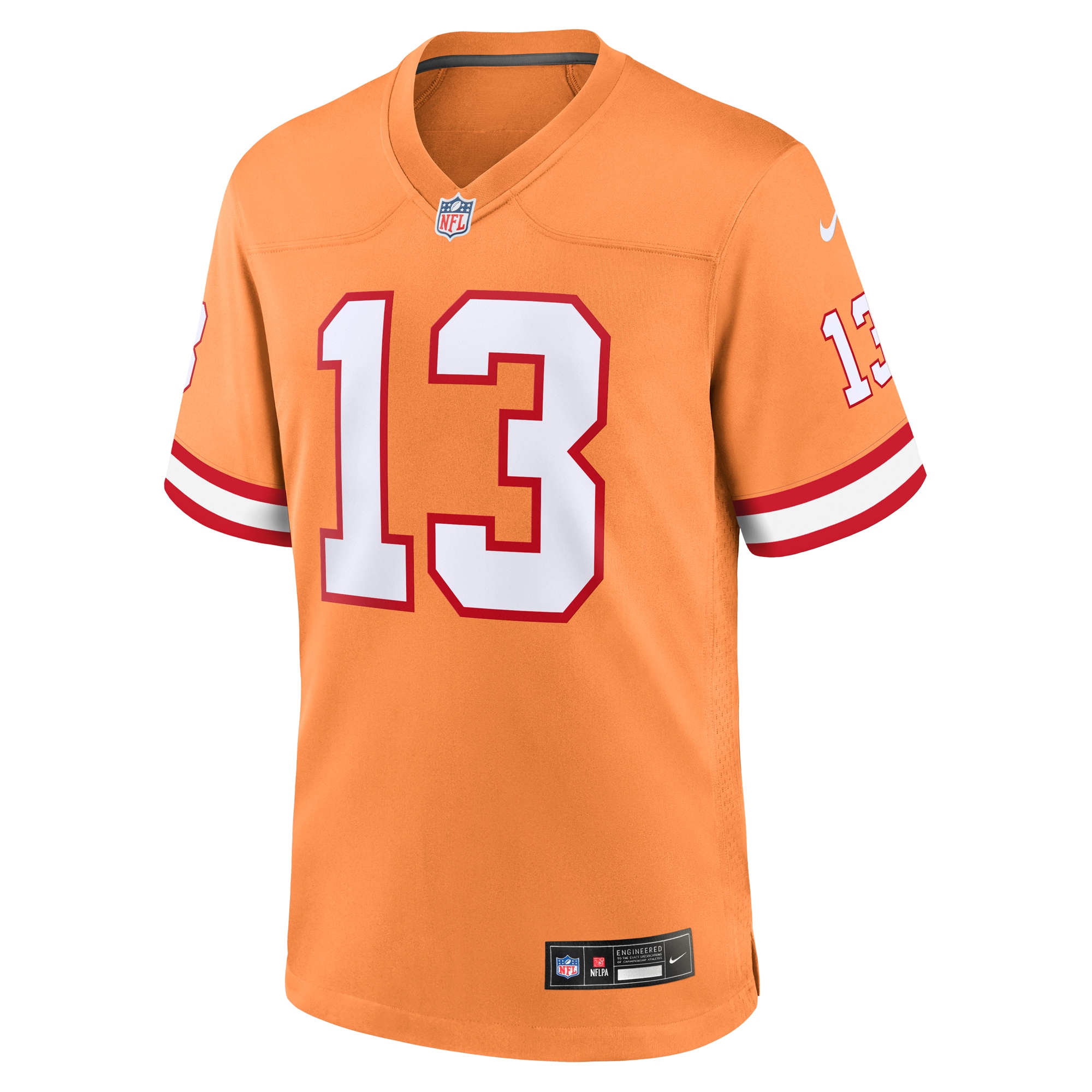 Alternative view of Men's Tampa Bay Buccaneers Mike Evans Orange Throwback Game Jersey JS9659 nicesnker
