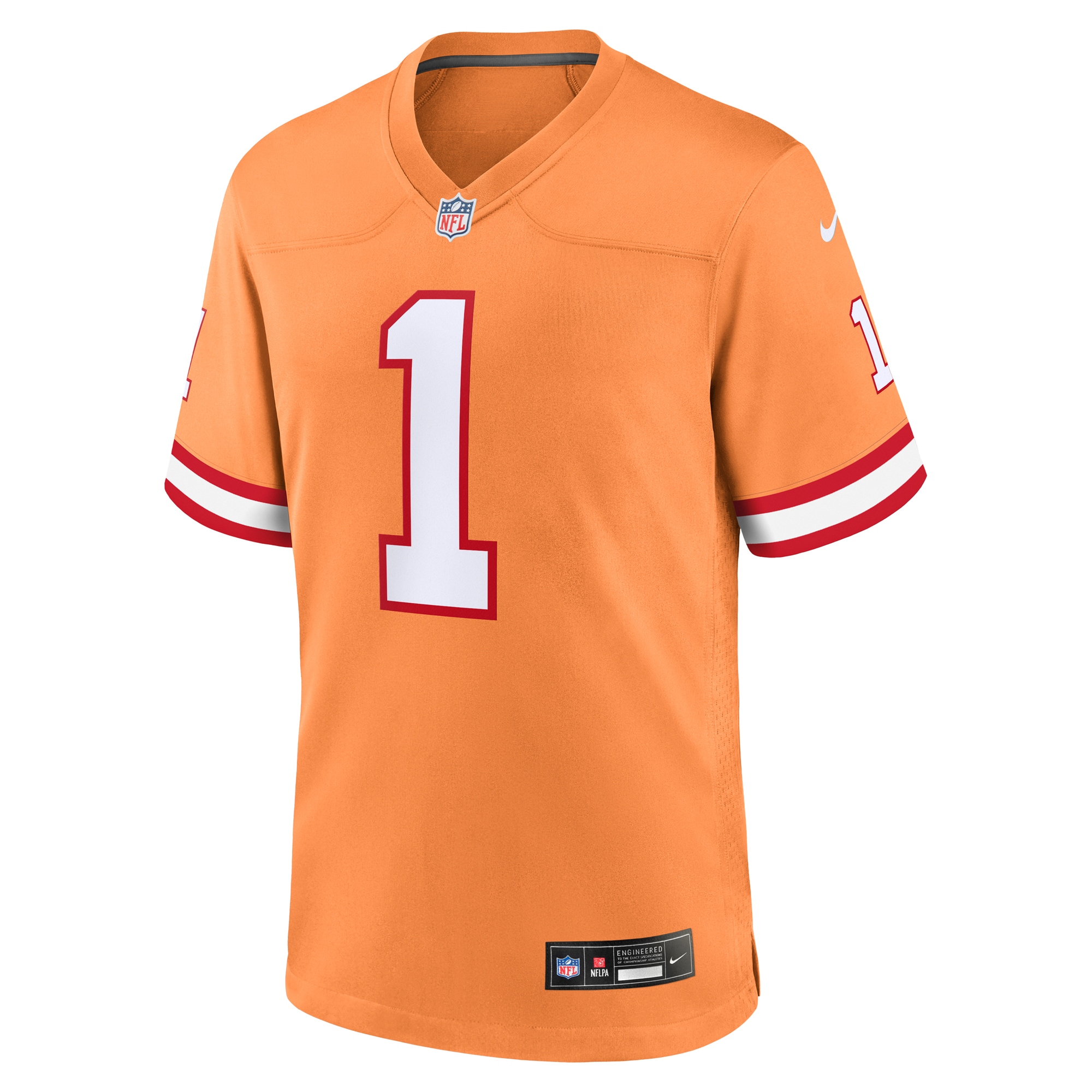 Alternative view of Men's Tampa Bay Buccaneers Rachaad White Orange Throwback Game Jersey JS7810 nicesnker