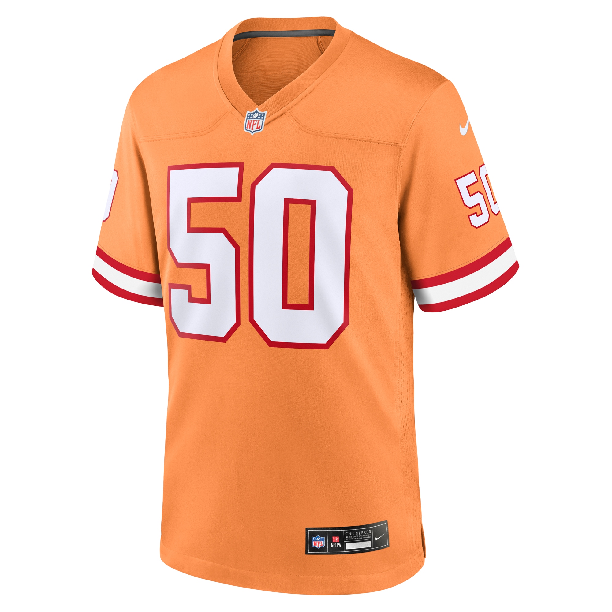 Alternative view of Men's Tampa Bay Buccaneers Vita Vea Orange Throwback Game Jersey JS5437 nicesnker