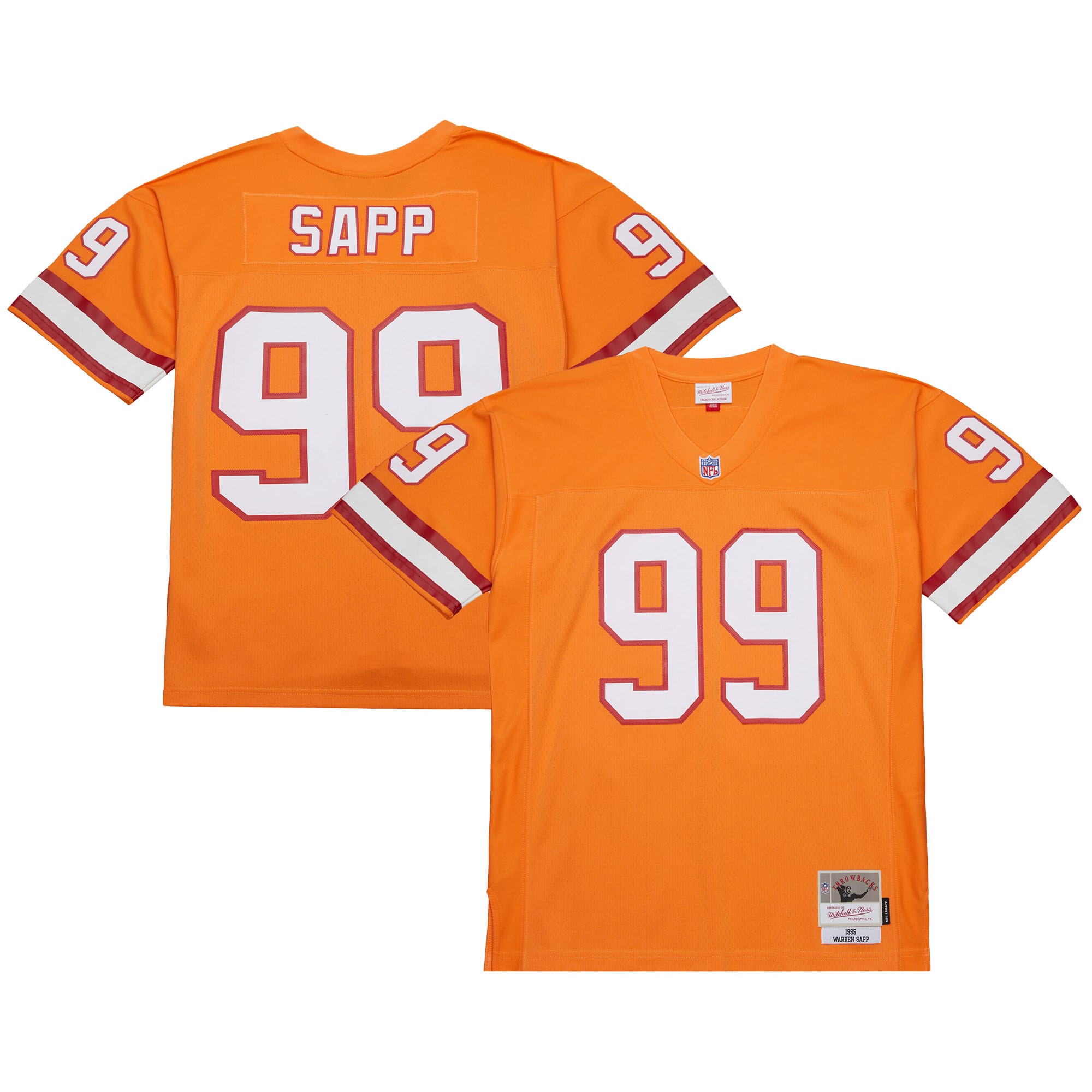 Men's Tampa Bay Buccaneers Warren Sapp Mitchell & Ness Orange 1995 Legacy Jersey JS3000 nicesnker