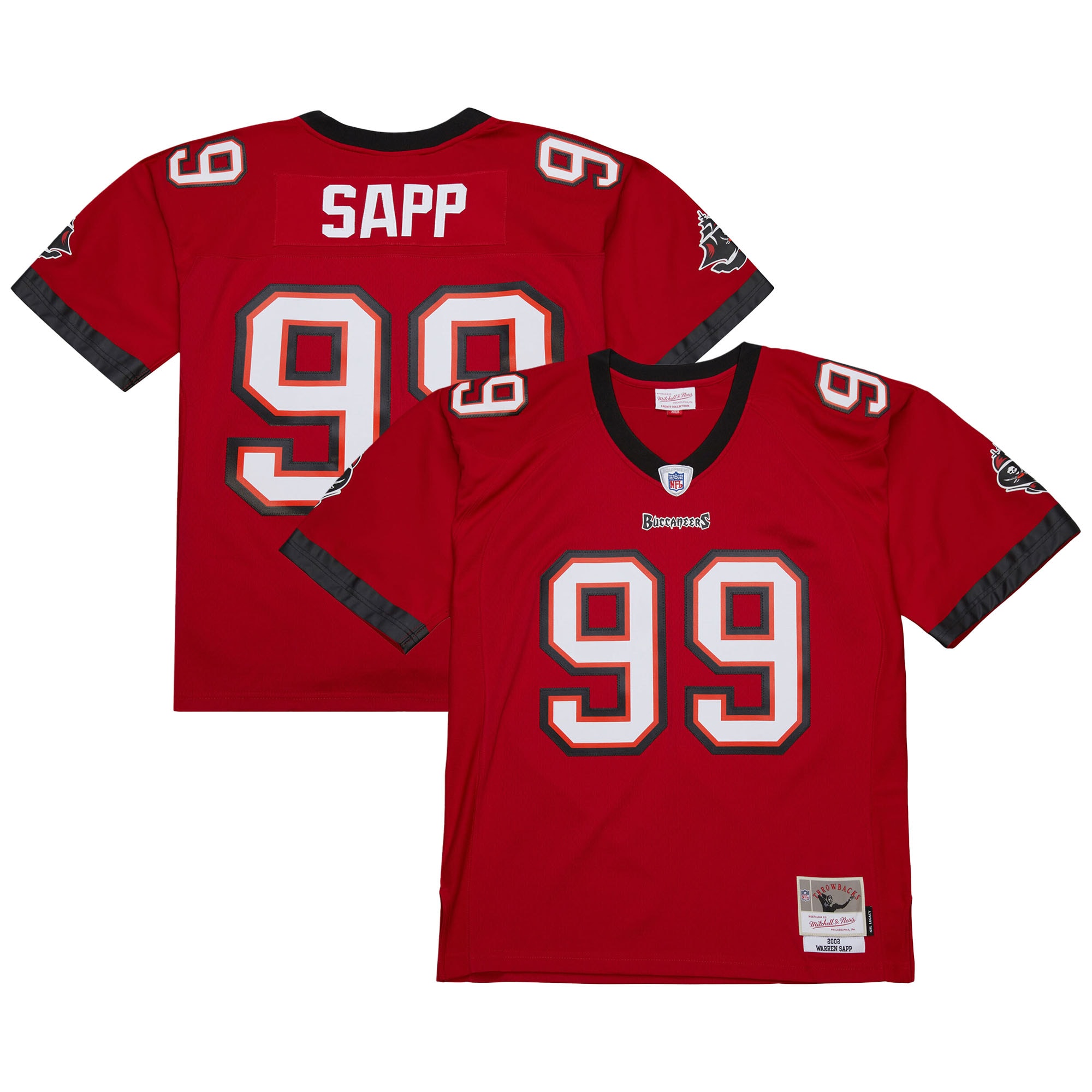 Men's Tampa Bay Buccaneers Warren Sapp Mitchell & Ness Red 2002 Legacy Jersey JS7798 nicesnker
