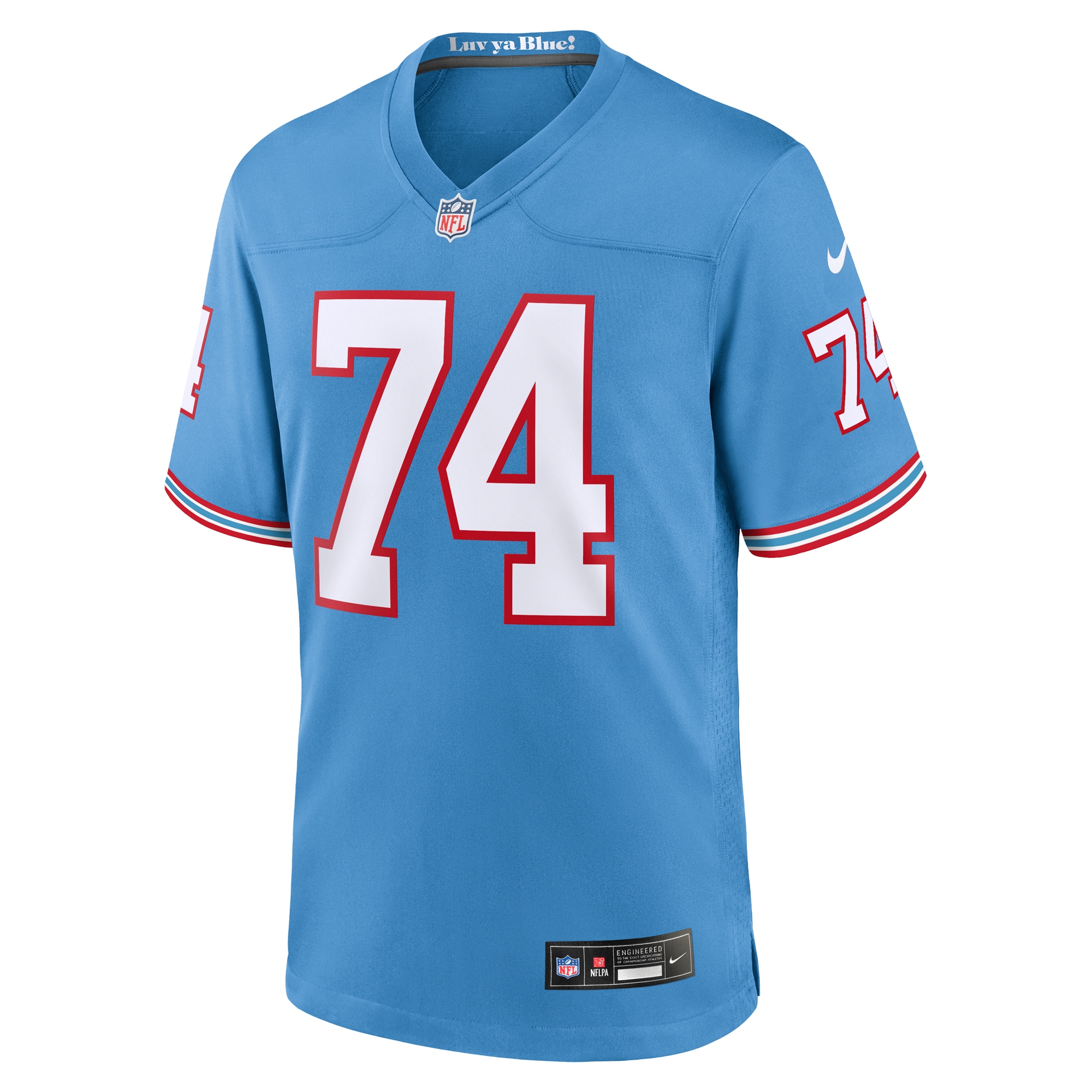 Alternative view of Men's Tennessee Titans Bruce Matthews Light Blue Oilers Throwback Retired Player Game Jersey JS3845 nicesnker