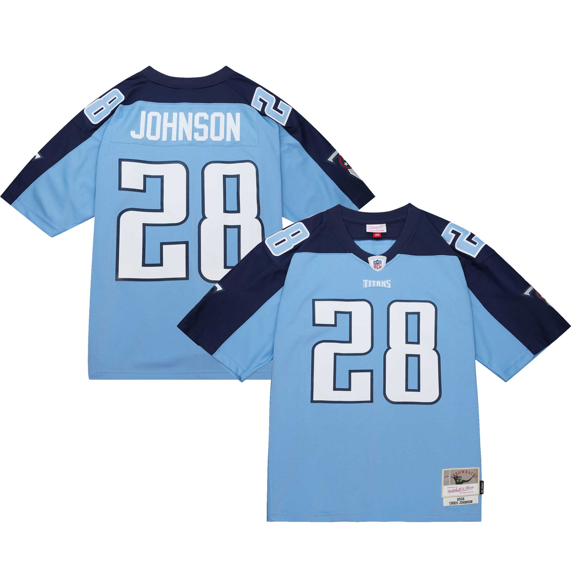 Men's Tennessee Titans Chris Johnson Mitchell & Ness Light Blue Legacy Jersey JS7514 nicesnker