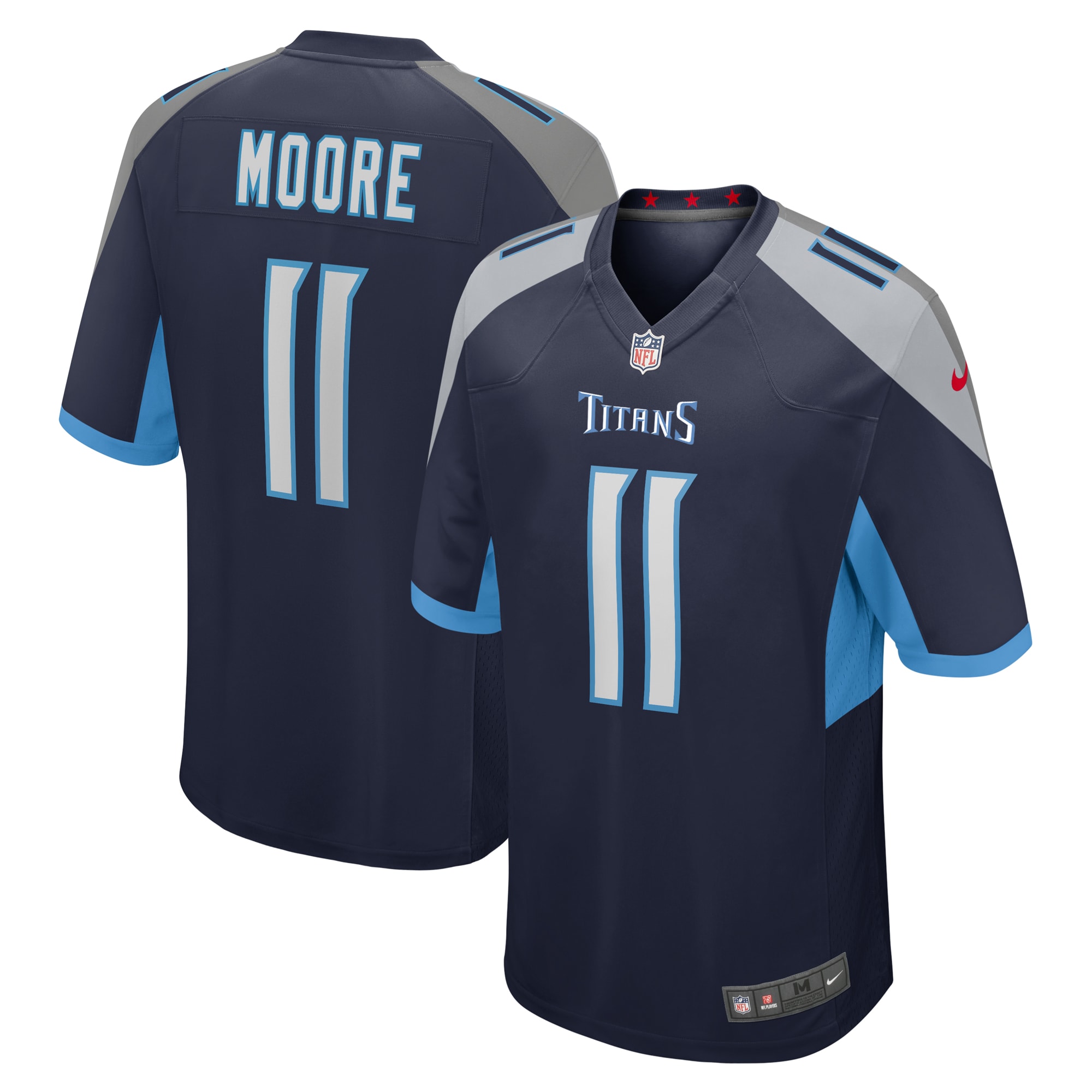 Men's Tennessee Titans Chris Moore Navy Game Jersey JS7008 nicesnker