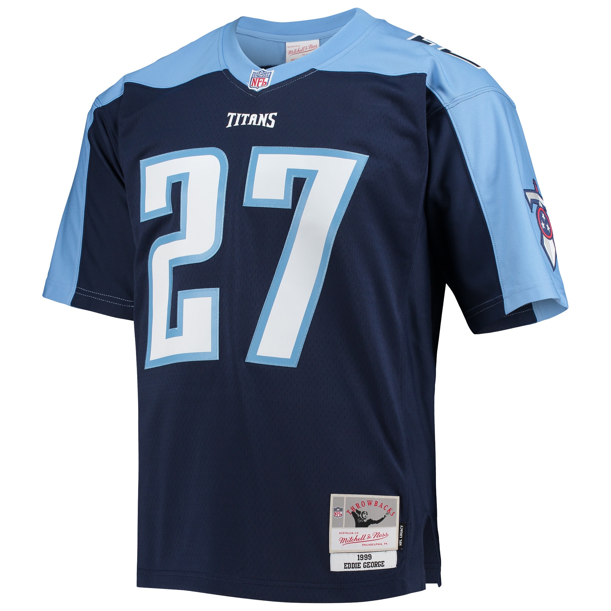 Alternative view of Men's Tennessee Titans Eddie George Mitchell & Ness Navy Legacy Jersey JS3642 nicesnker