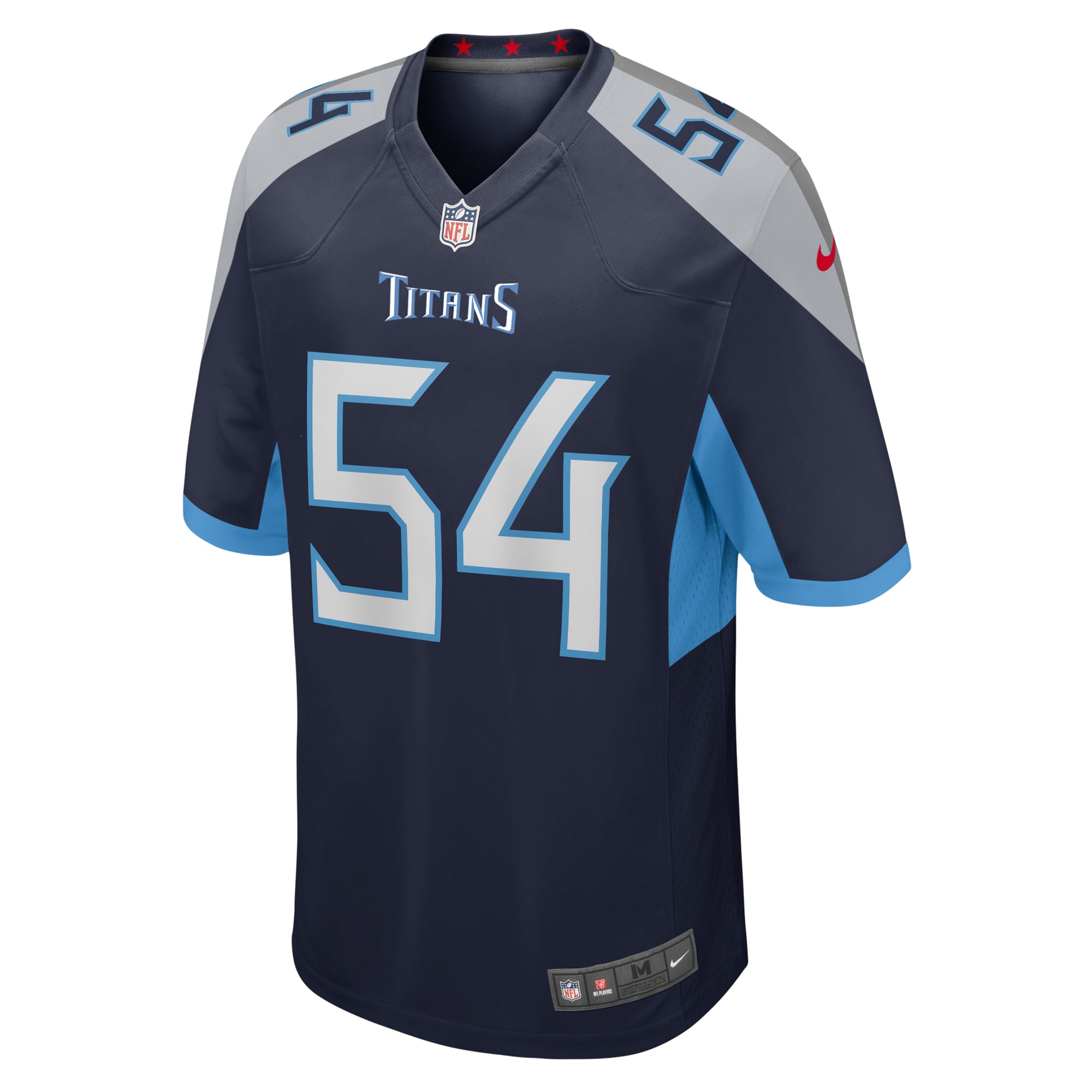 Alternative view of Men's Tennessee Titans Garret Wallow Navy Game Jersey JS3074 nicesnker