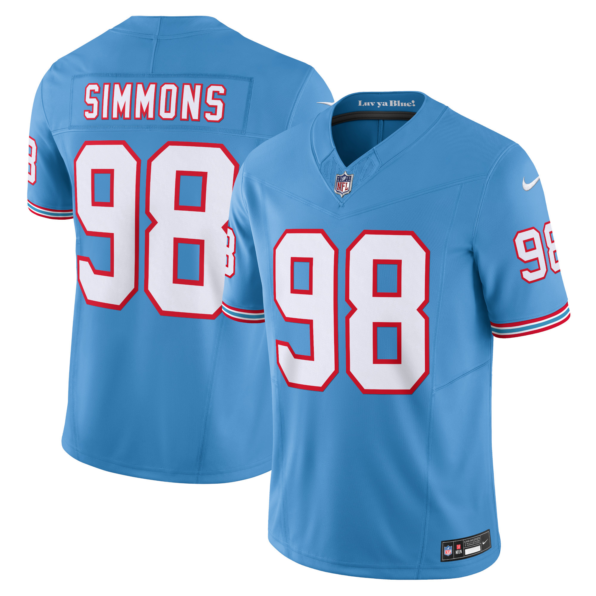 Men's Tennessee Titans Jeffery Simmons Light Blue Vapor F.U.S.E. Limited Jersey JS2222 nicesnker
