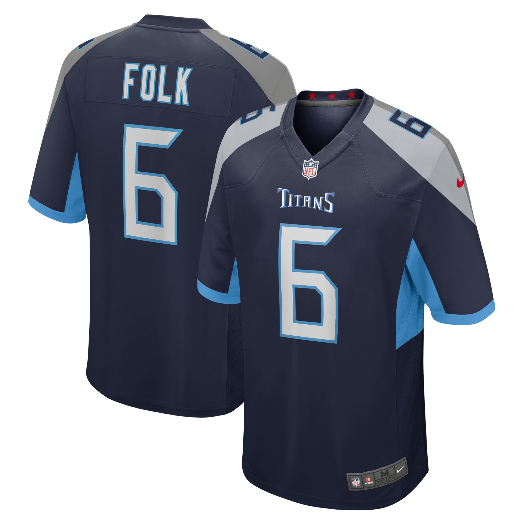 Men's Tennessee Titans Nick Folk Navy Team Game Jersey JS6033 nicesnker