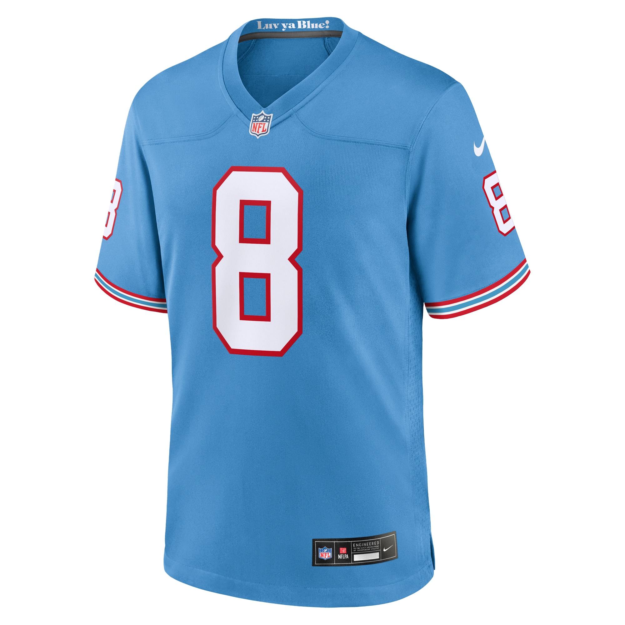 Alternative view of Men's Tennessee Titans Will Levis Light Blue Oilers Throwback Player Game Jersey JS7813 nicesnker