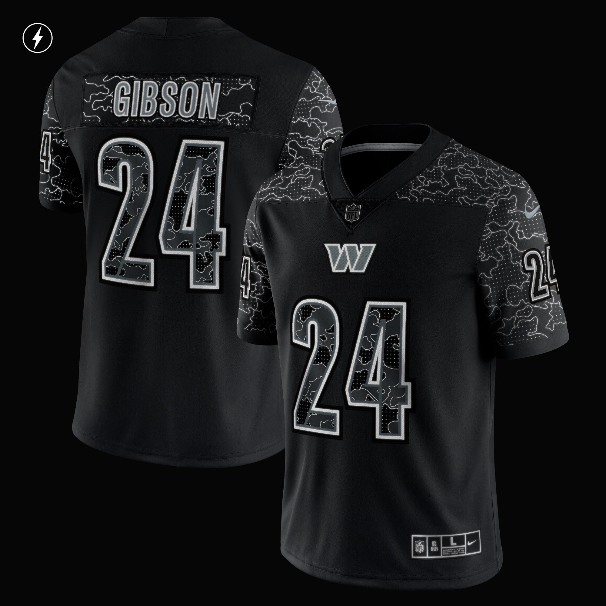 Alternative view of Men's Washington Commanders Antonio Gibson Black RFLCTV Limited Jersey JS6699 nicesnker