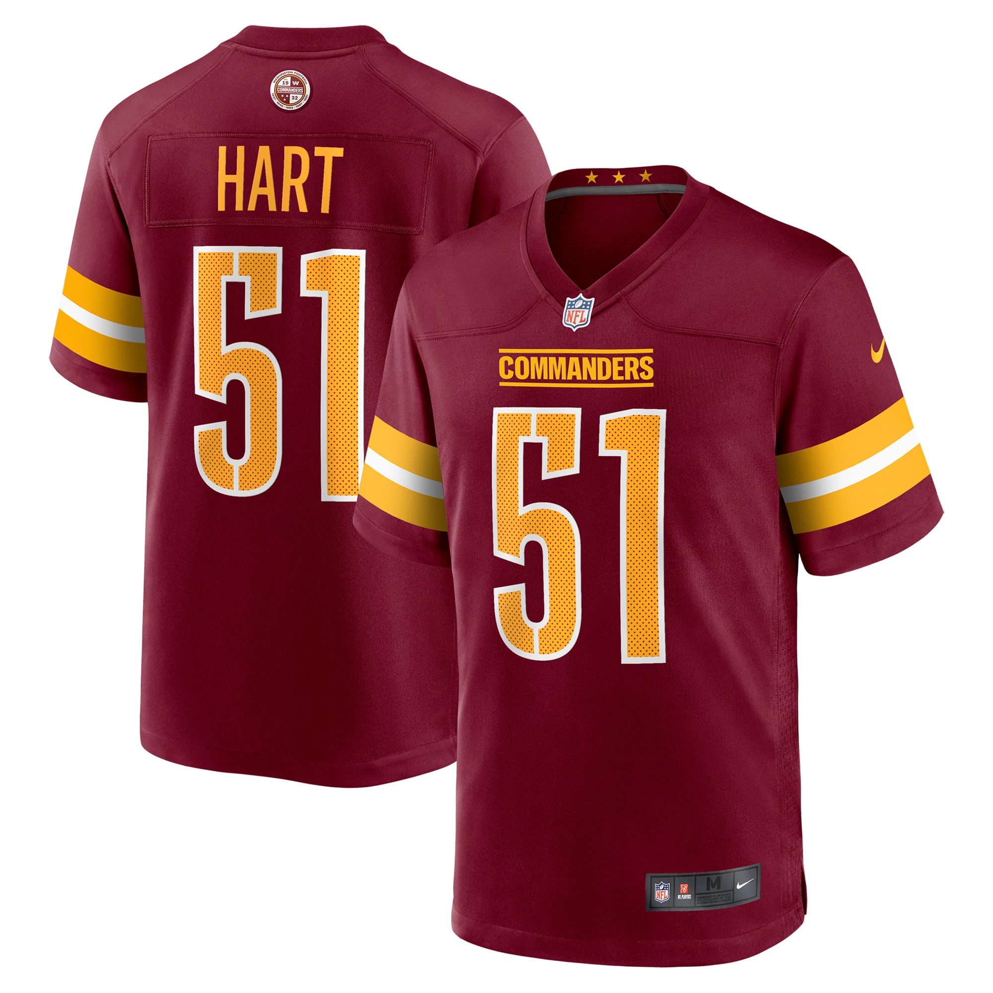 Men's Washington Commanders Bobby Hart Burgundy Game Jersey JS3419 nicesnker