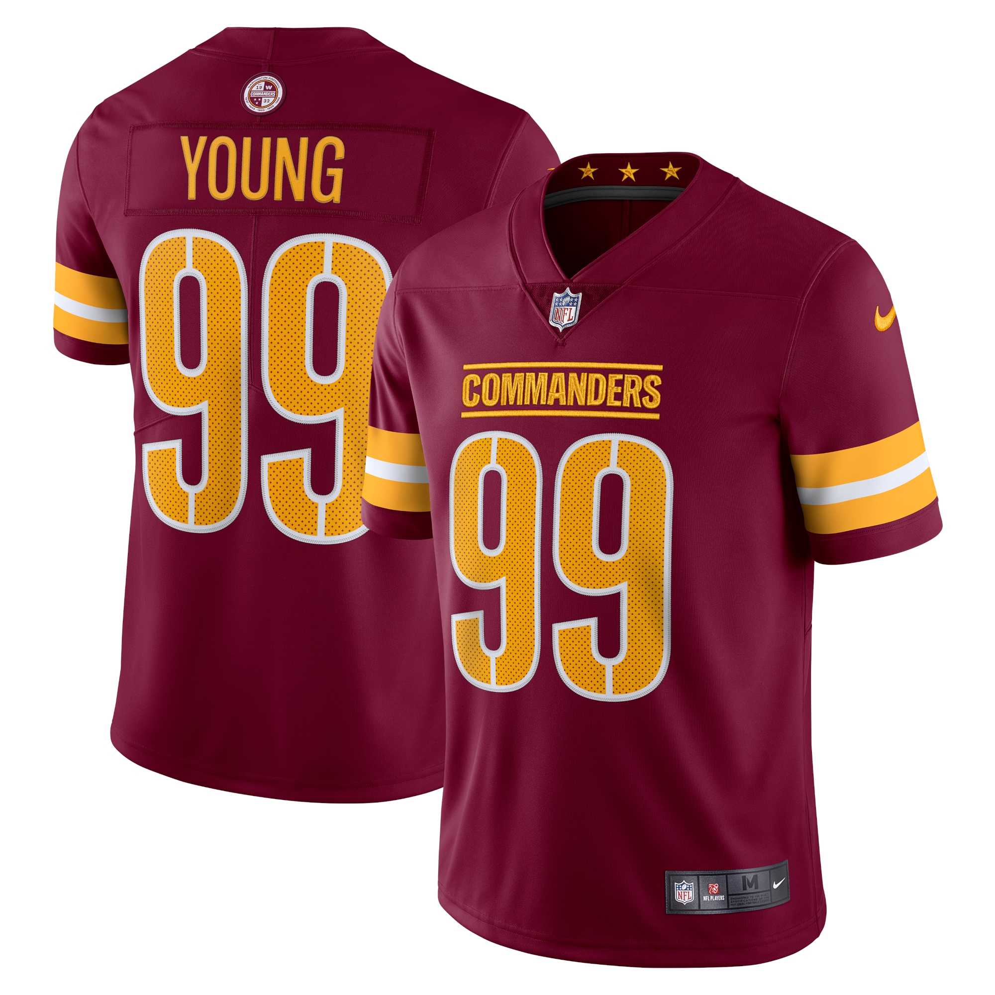 Men's Washington Commanders Chase Young Burgundy Vapor Limited Jersey JS8534 nicesnker
