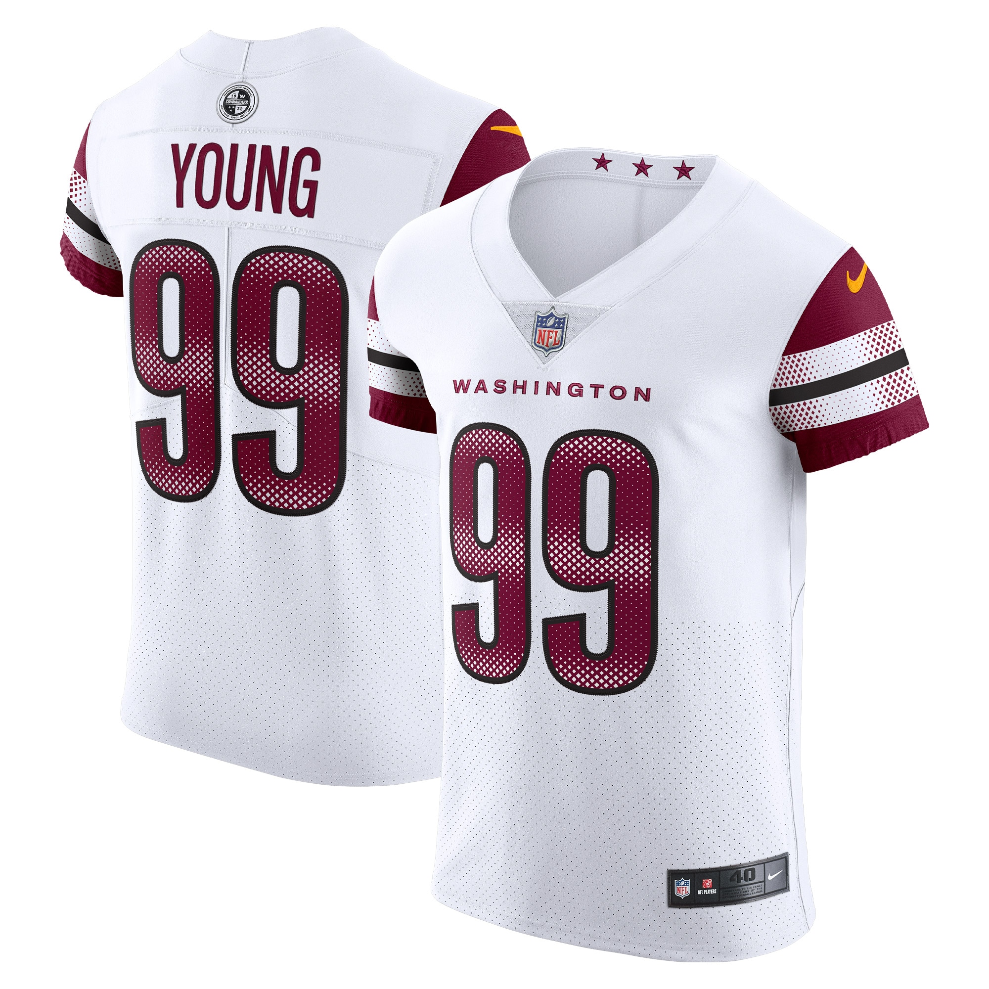 Men's Washington Commanders Chase Young White Vapor Elite Jersey JS9498 nicesnker
