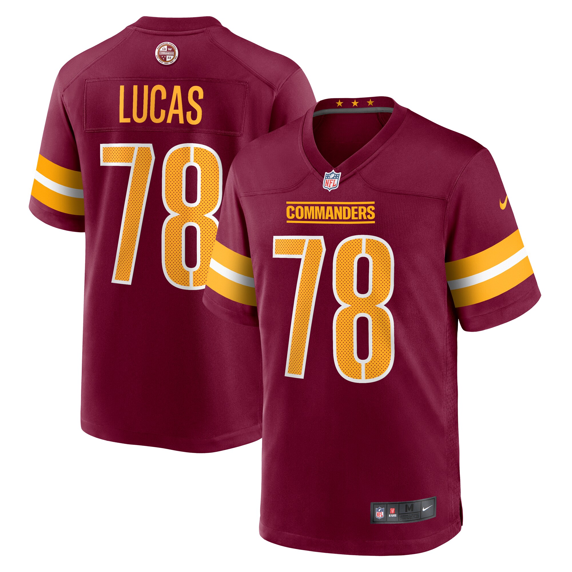 Men's Washington Commanders Cornelius Lucas Burgundy Game Jersey JS6047 nicesnker