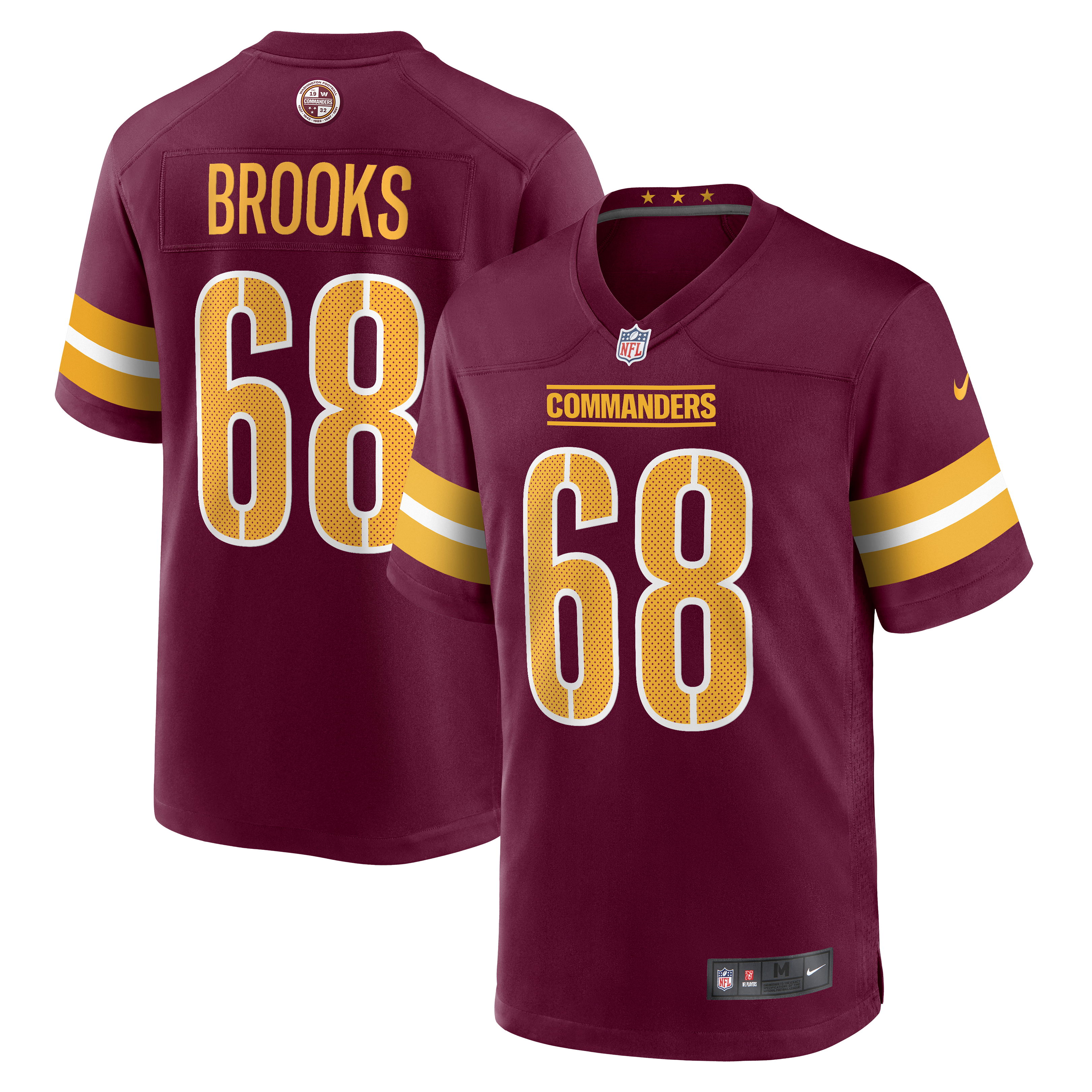 Men's Washington Commanders Curtis Brooks Burgundy Game Jersey JS8599 nicesnker