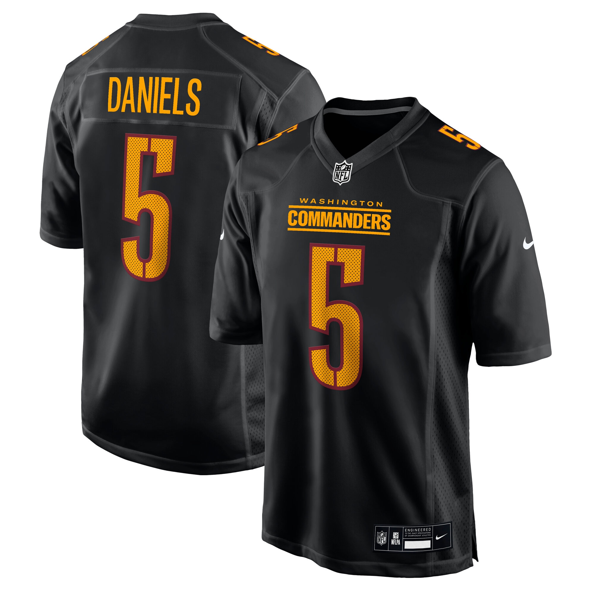 Men's Washington Commanders Jayden Daniels Carbon Black Fashion Jersey JS6121 nicesnker