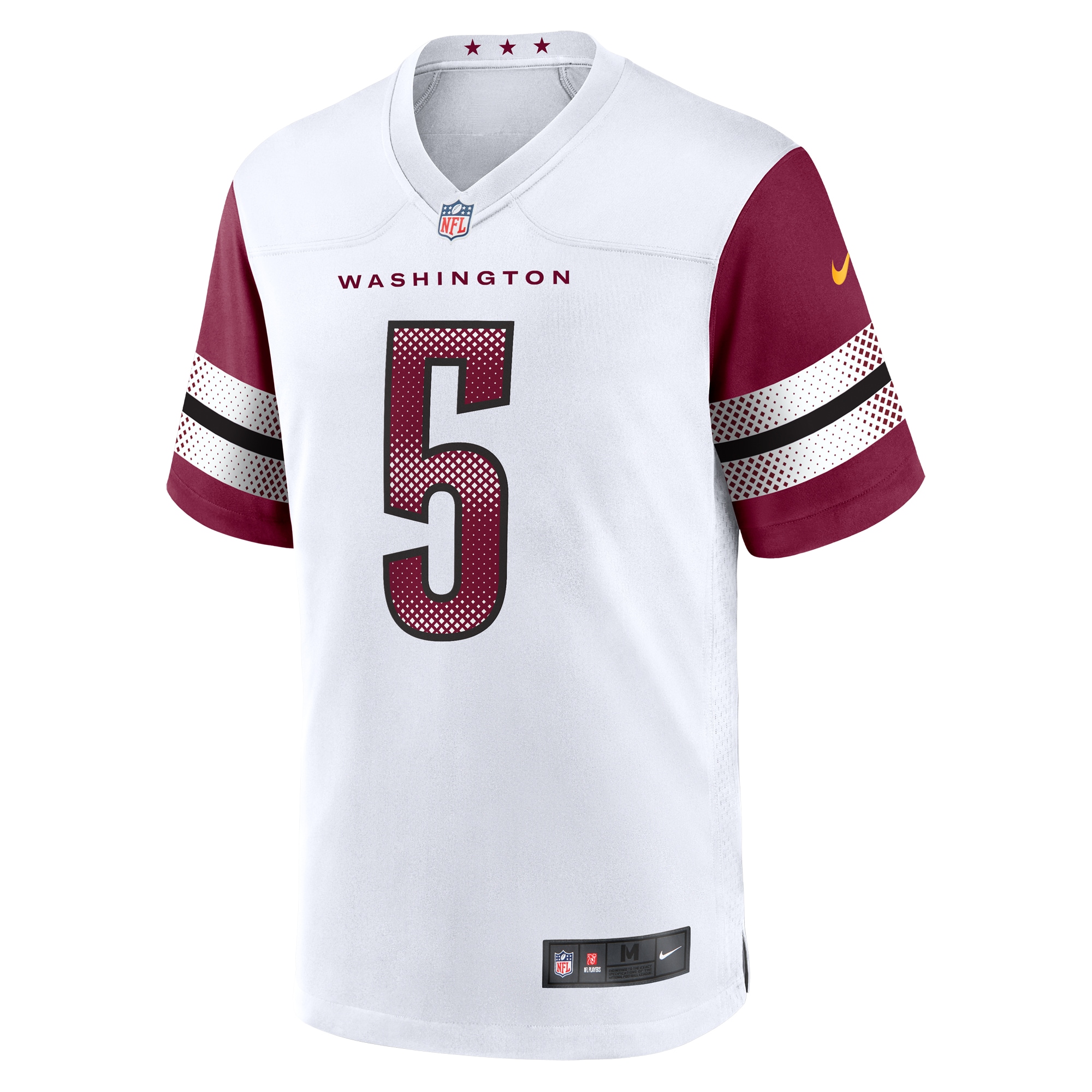 Alternative view of Men's Washington Commanders Jayden Daniels White Player Game Jersey JS2915 nicesnker