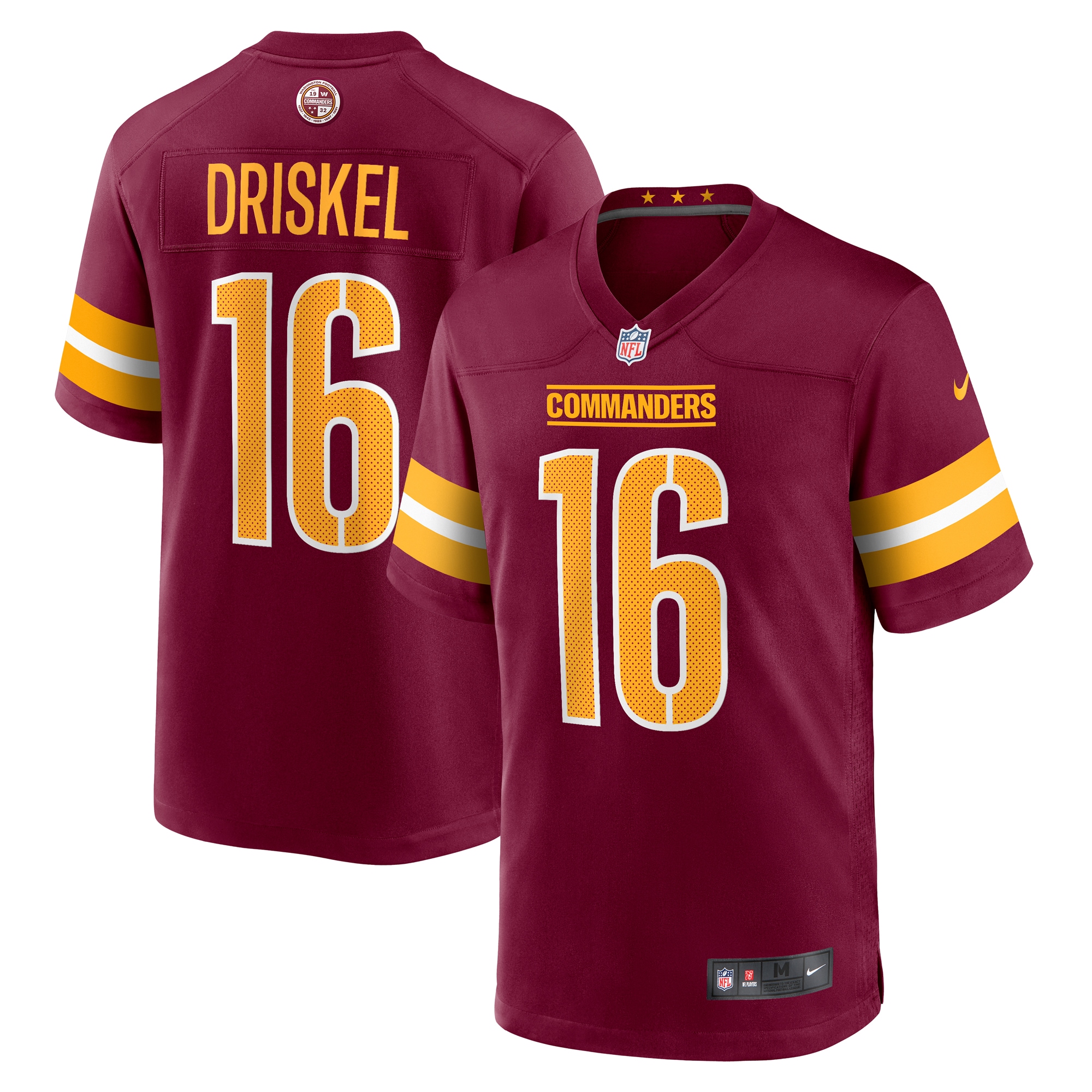 Men's Washington Commanders Jeff Driskel Burgundy Game Jersey JS8193 nicesnker