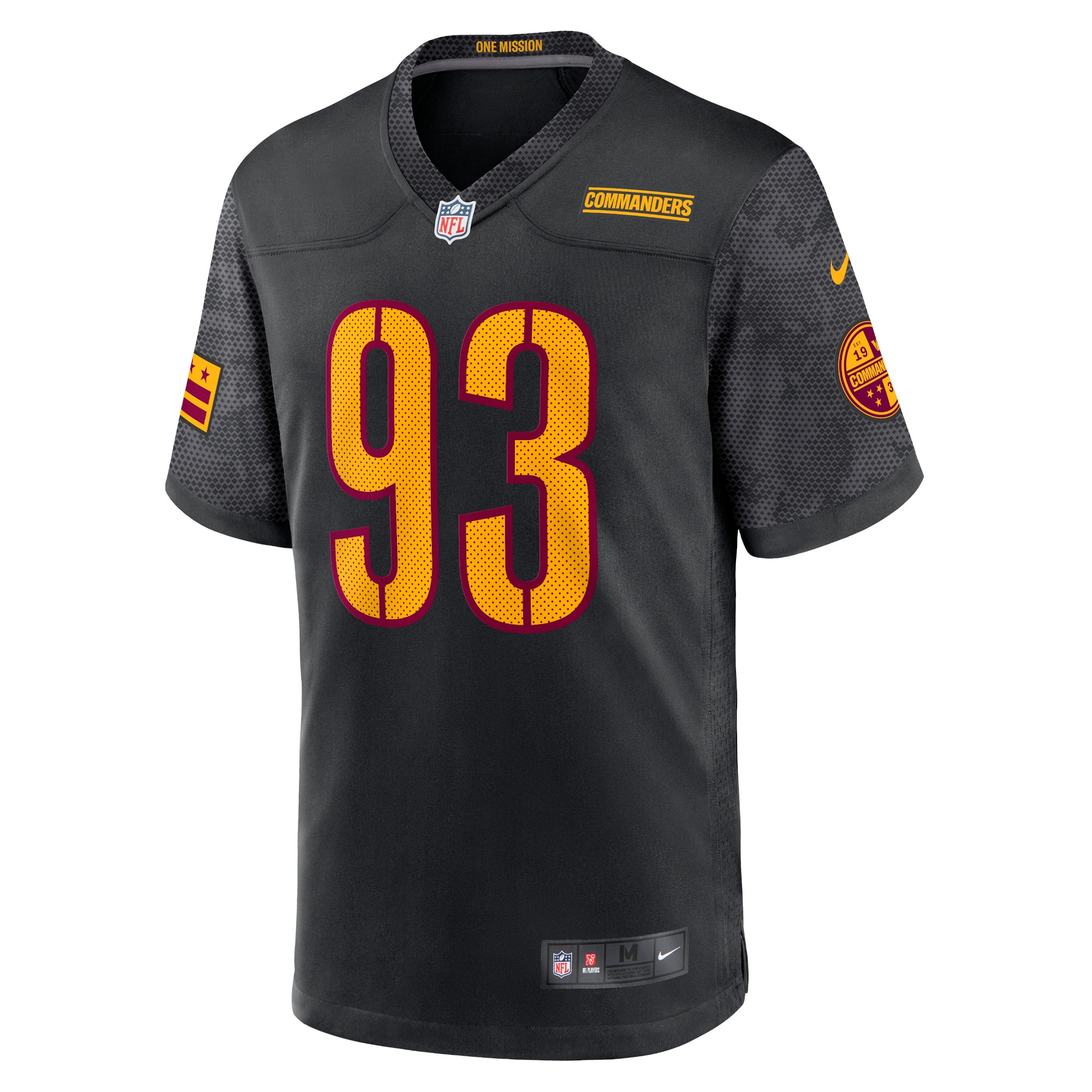 Alternative view of Men's Washington Commanders Jonathan Allen Black Alternate Game Player Jersey JS9522 nicesnker