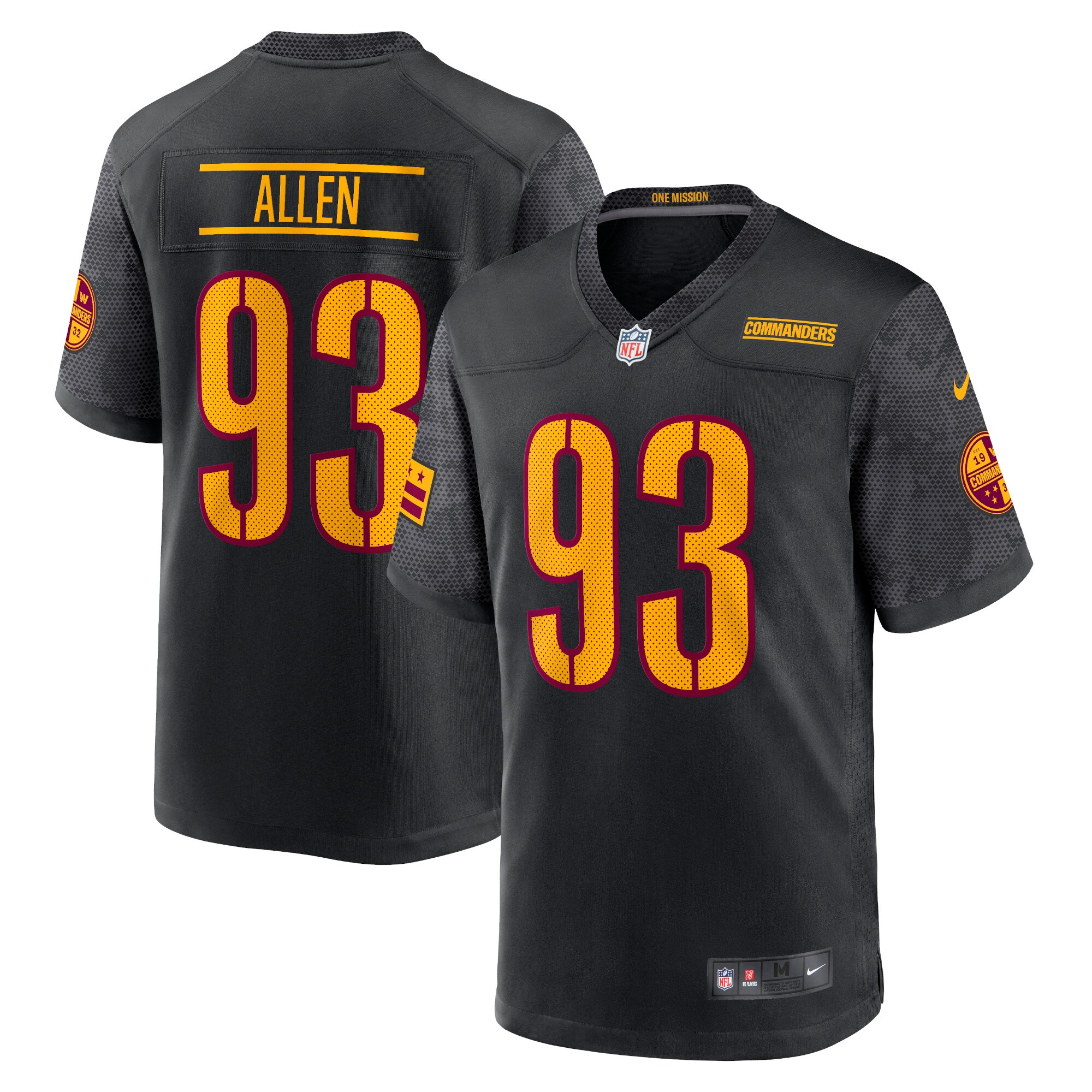 Men's Washington Commanders Jonathan Allen Black Alternate Game Player Jersey JS9522 nicesnker