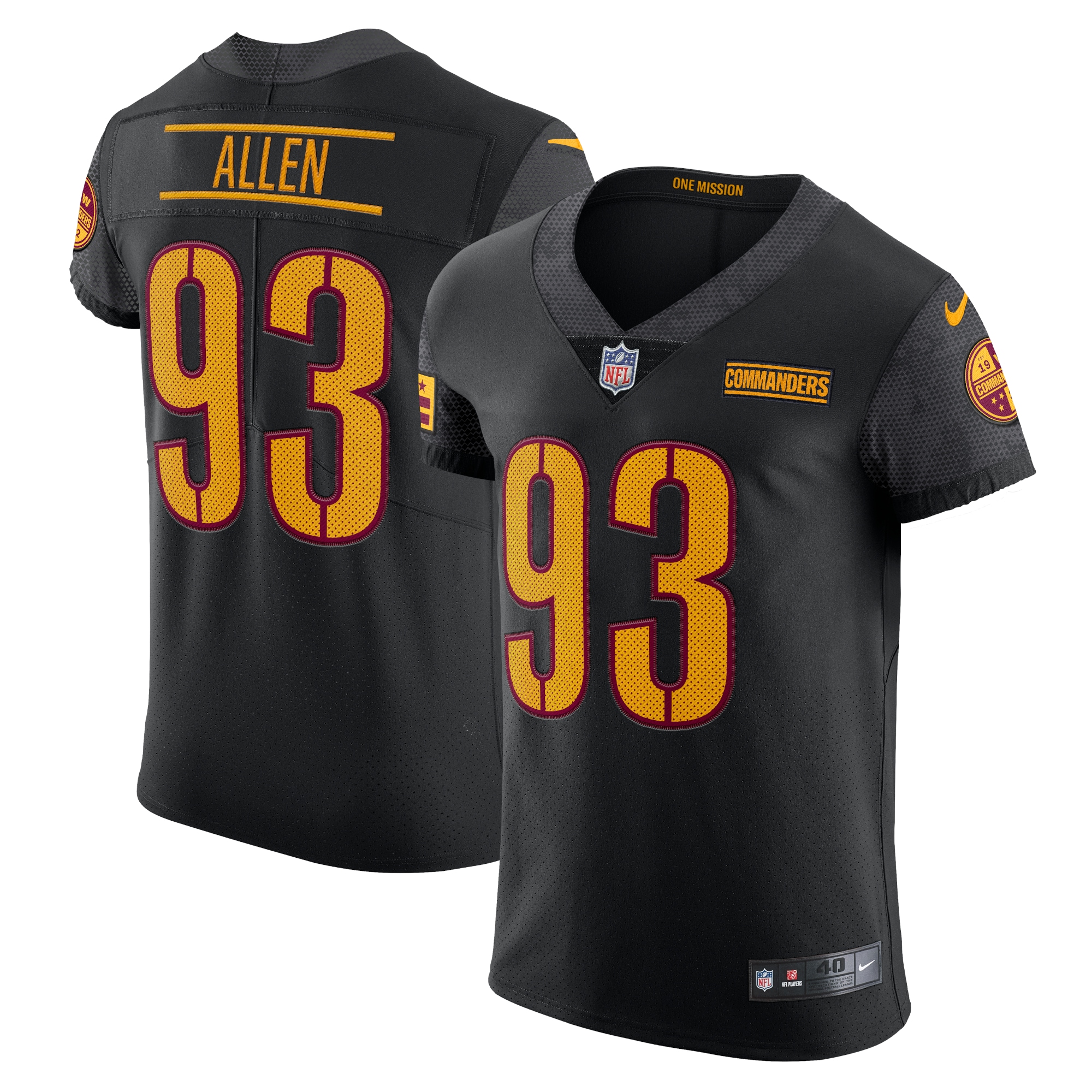 Men's Washington Commanders Jonathan Allen Black Alternate Vapor Elite Jersey JS2942 nicesnker