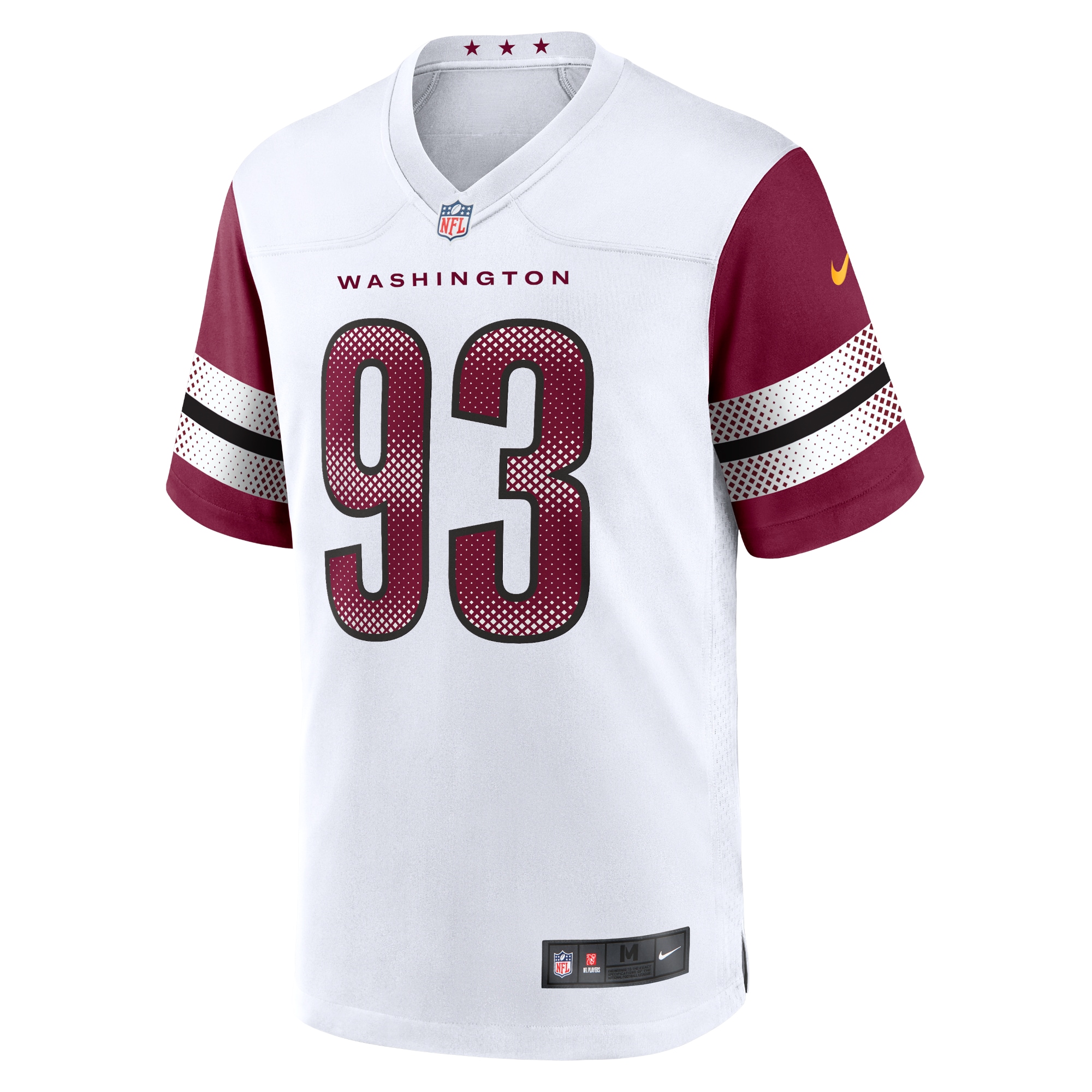 Alternative view of Men's Washington Commanders Jonathan Allen White Game Jersey JS2401 nicesnker