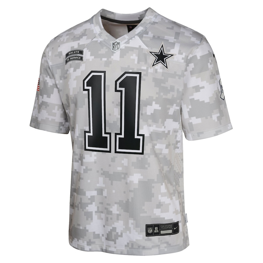 Alternative view of Micah Parsons 11 Dallas Cowboys 2024 Salute to Service Game YOUTH Jersey - Arctic Camo JS4562 nicesnker