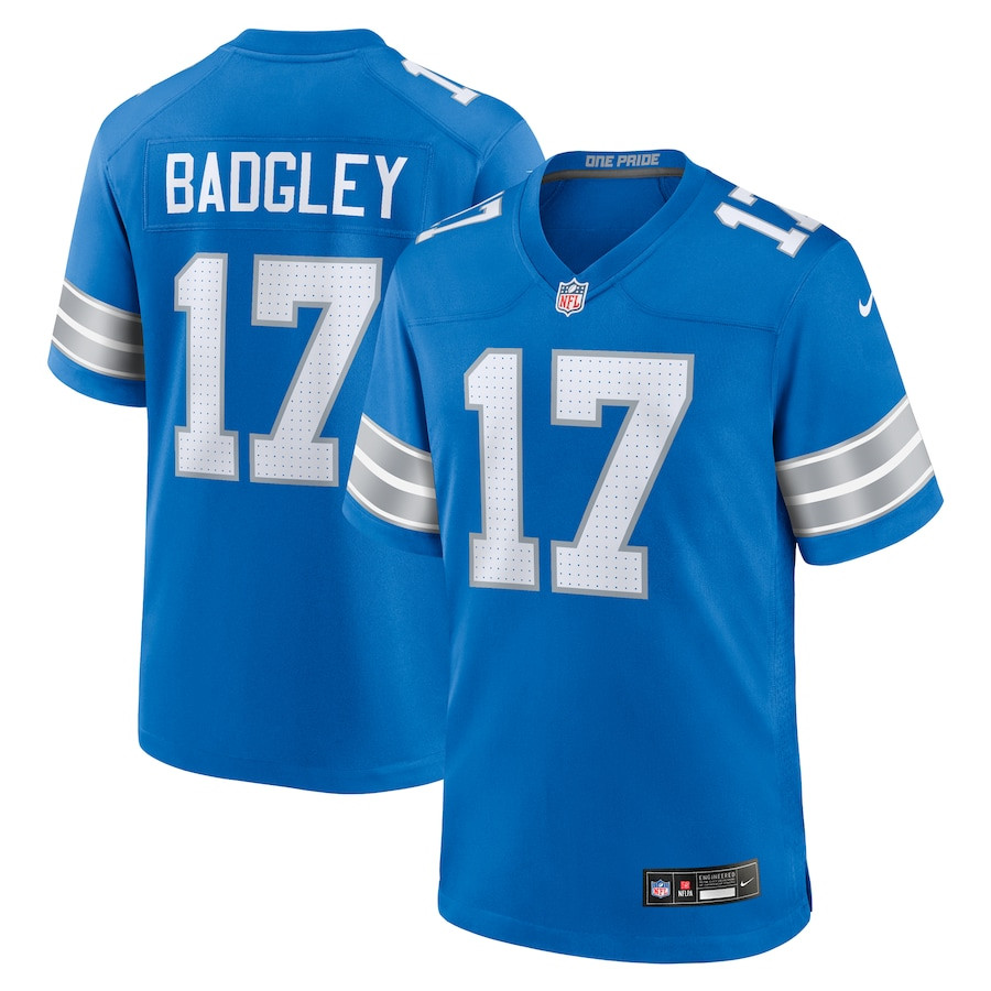 Michael Badgley 17 Detroit Lions Team Game Men Jersey - Blue JS9360 nicesnker