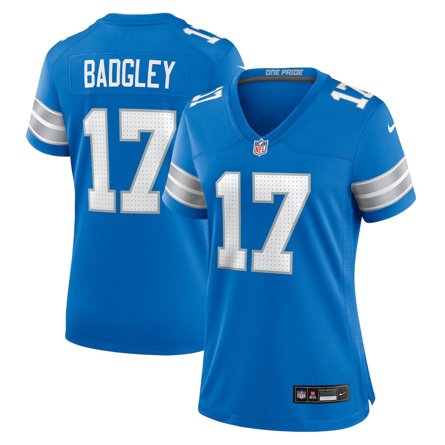 Michael Badgley 17 Detroit Lions Women's Team Game Jersey - Blue JS5123 nicesnker