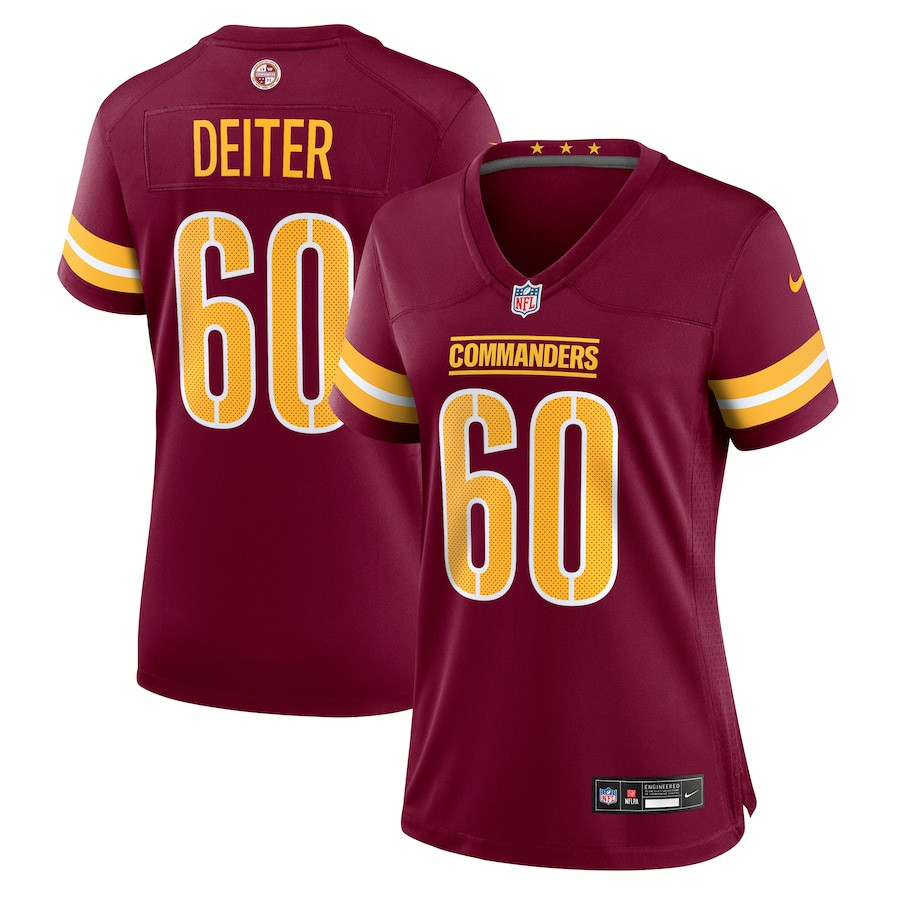 Michael Deiter 60 Washington Commanders Women's Game Jersey - Burgundy JS5268 nicesnker
