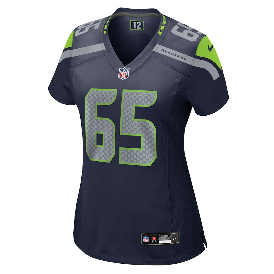 Alternative view of Michael Jerrell 65 Seattle Seahawks Women's Team Game Jersey - College Navy JS5706 nicesnker