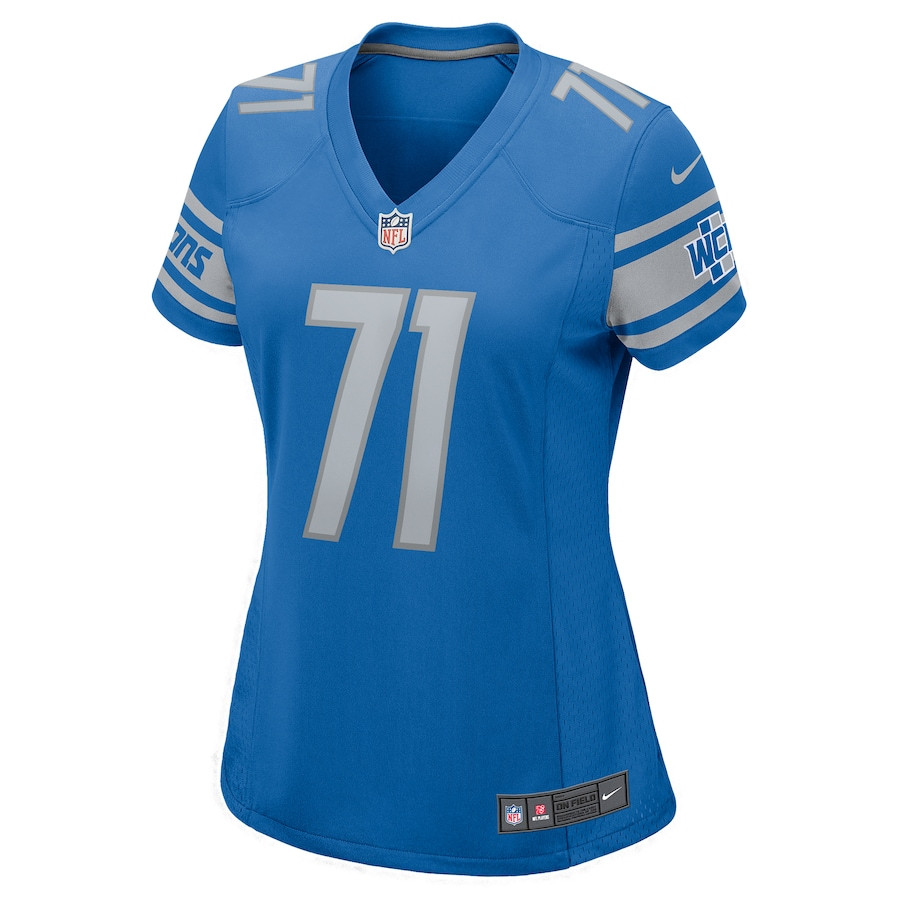 Alternative view of Michael Schofield 71 Detroit Lions Game Women Jersey - Blue JS8727 nicesnker