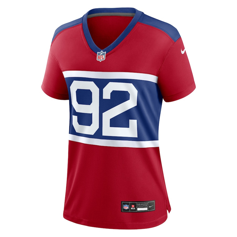 Alternative view of Michael Strahan 92 New York Giants Women's Alternate Retired Player Game Jersey - Century Red JS5029 nicesnker