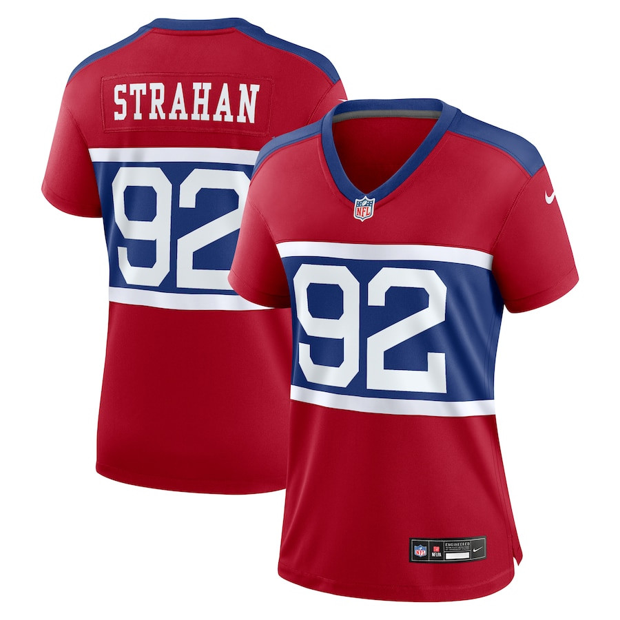 Michael Strahan 92 New York Giants Women's Alternate Retired Player Game Jersey - Century Red JS5029 nicesnker
