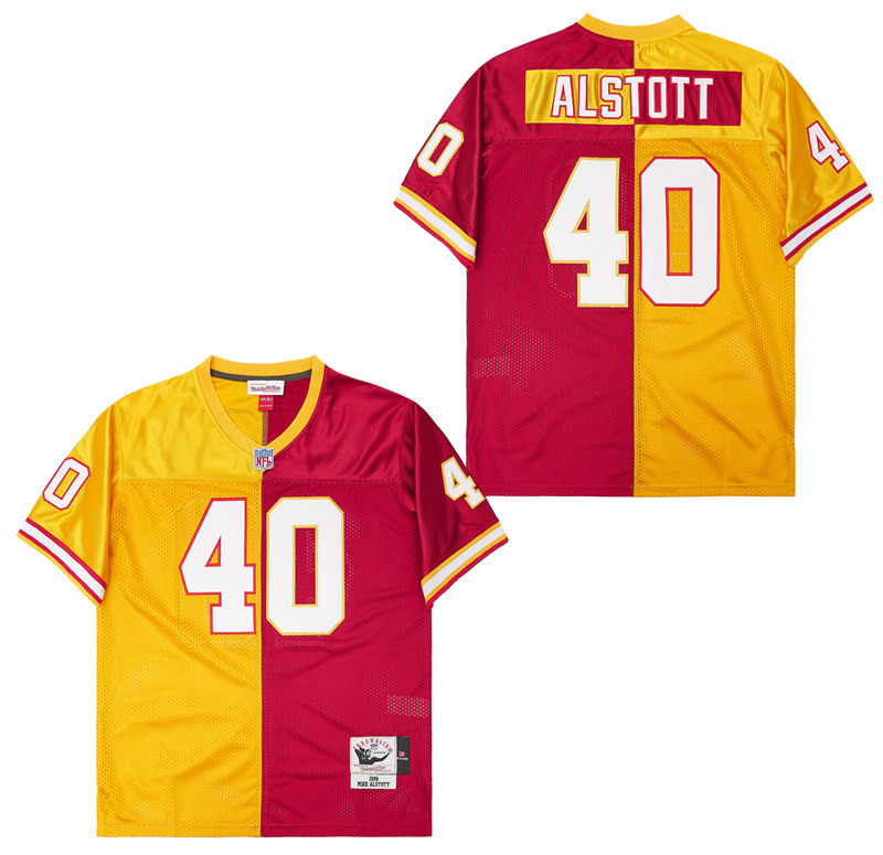 Mike Alstott 40 Tampa Bay Buccaneers Two-Toned Throwback Men Jersey - Yellow/Red JS6917 nicesnker