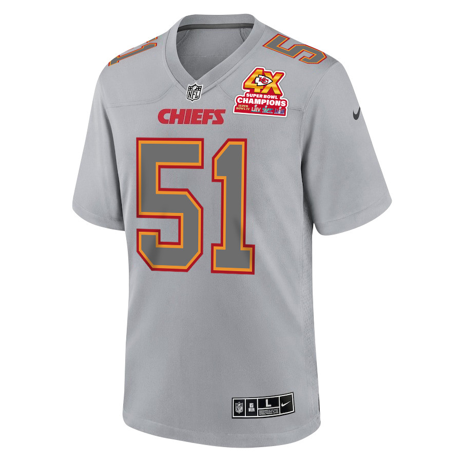 Alternative view of Mike Danna 51 Kansas City Chiefs Super Bowl LVIII Champions 4X Atmosphere Fashion Game Men Jersey - Gray JS7164 nicesnker