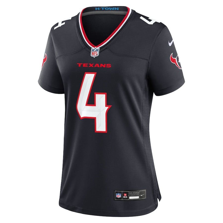 Alternative view of Mike Ford 4 Houston Texans Women's Team Game Jersey - Navy JS2825 nicesnker
